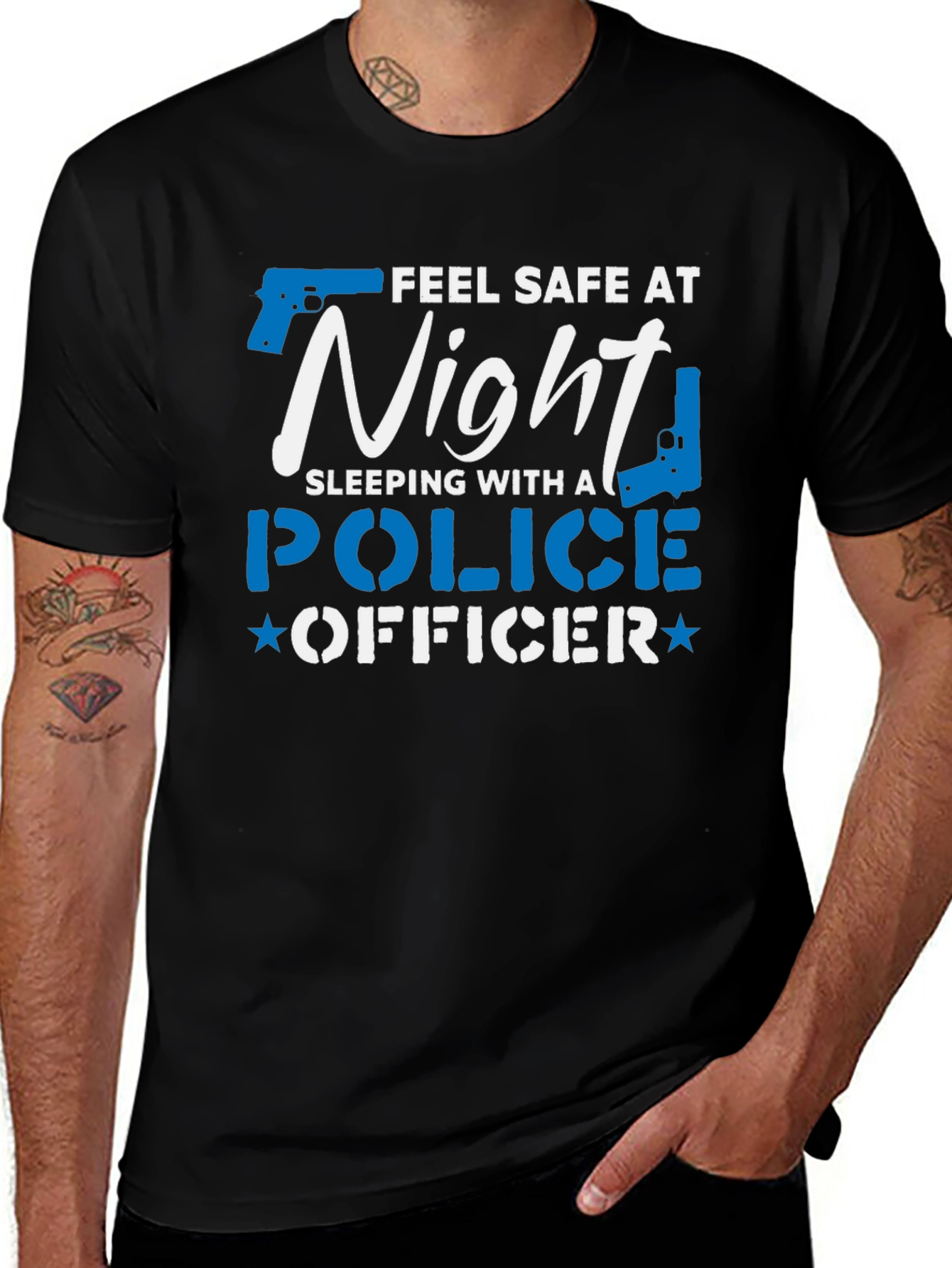Variant 6 of Feel Safe At Night Police Officer T-Shirt