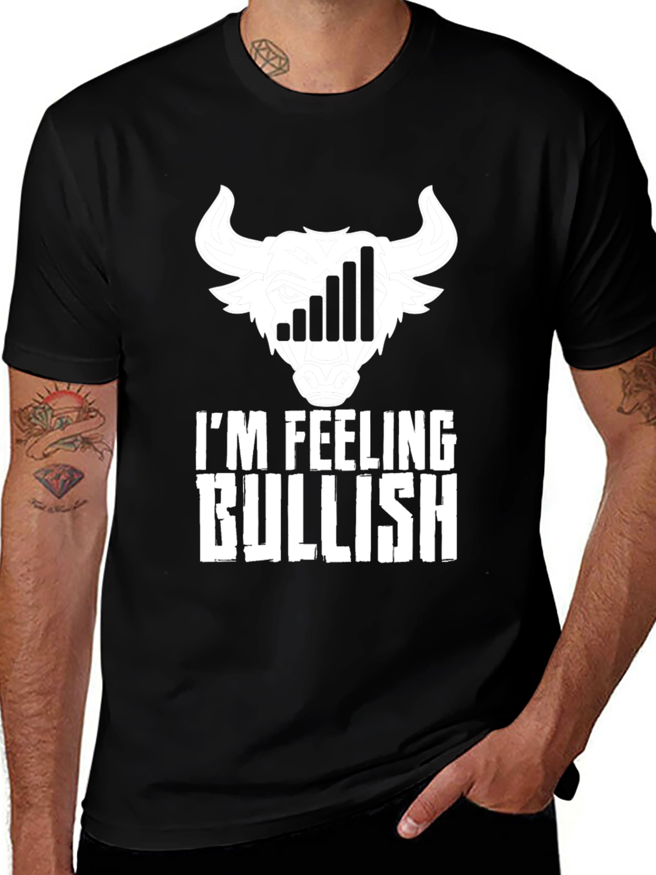 Variant 7 of Bullish Black Graphic Tee - Stock Market Investor Apparel