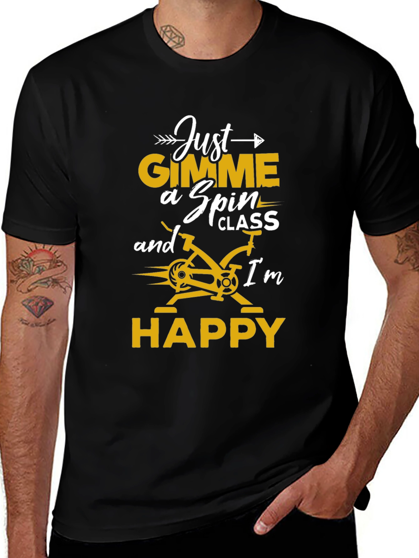 Variant 21 of Spin Class T-Shirt - Gimme a Spin and I'm Happy