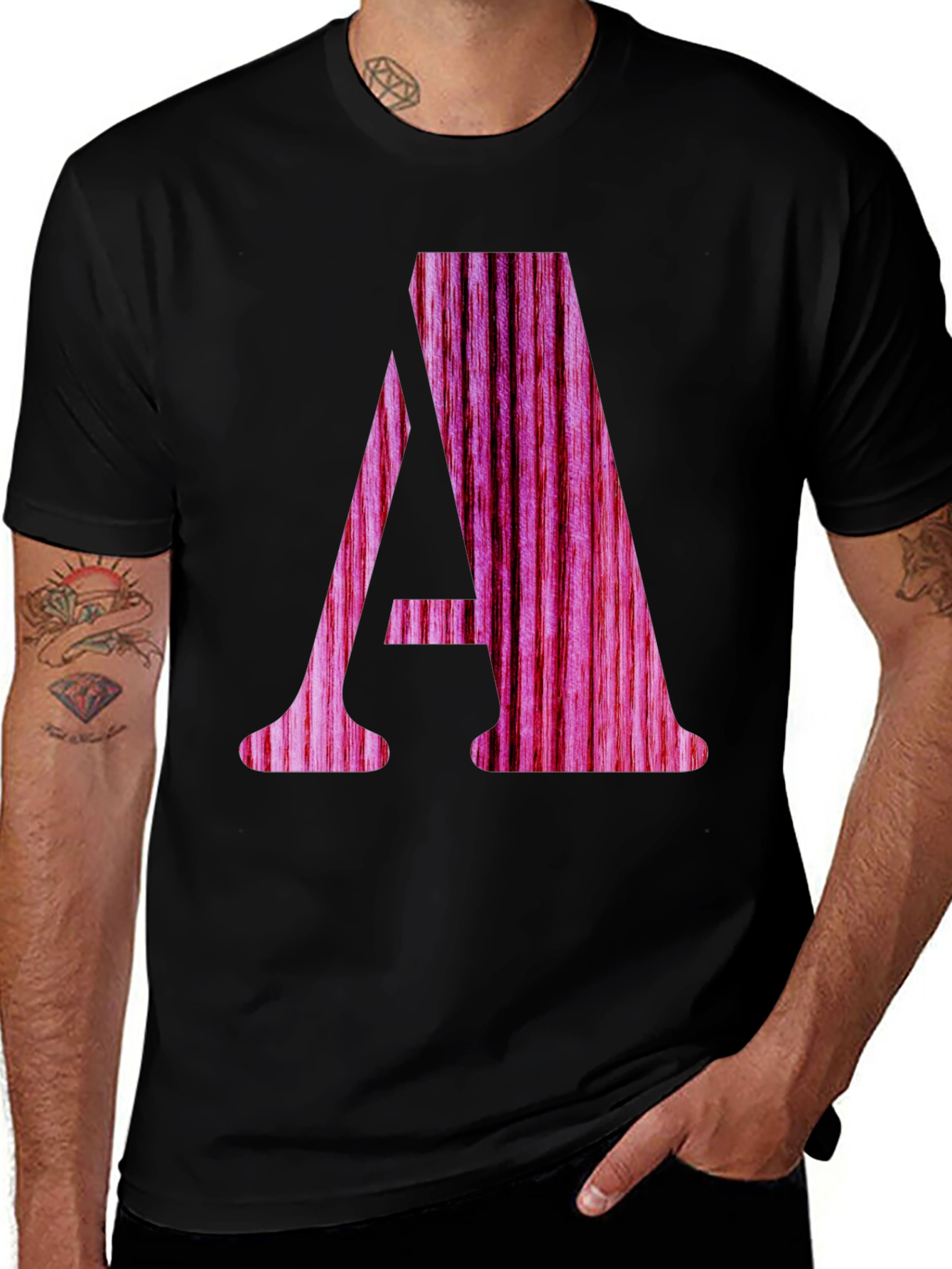 Variant 27 of Letter 'A' Wood Grain Graphic T-Shirt