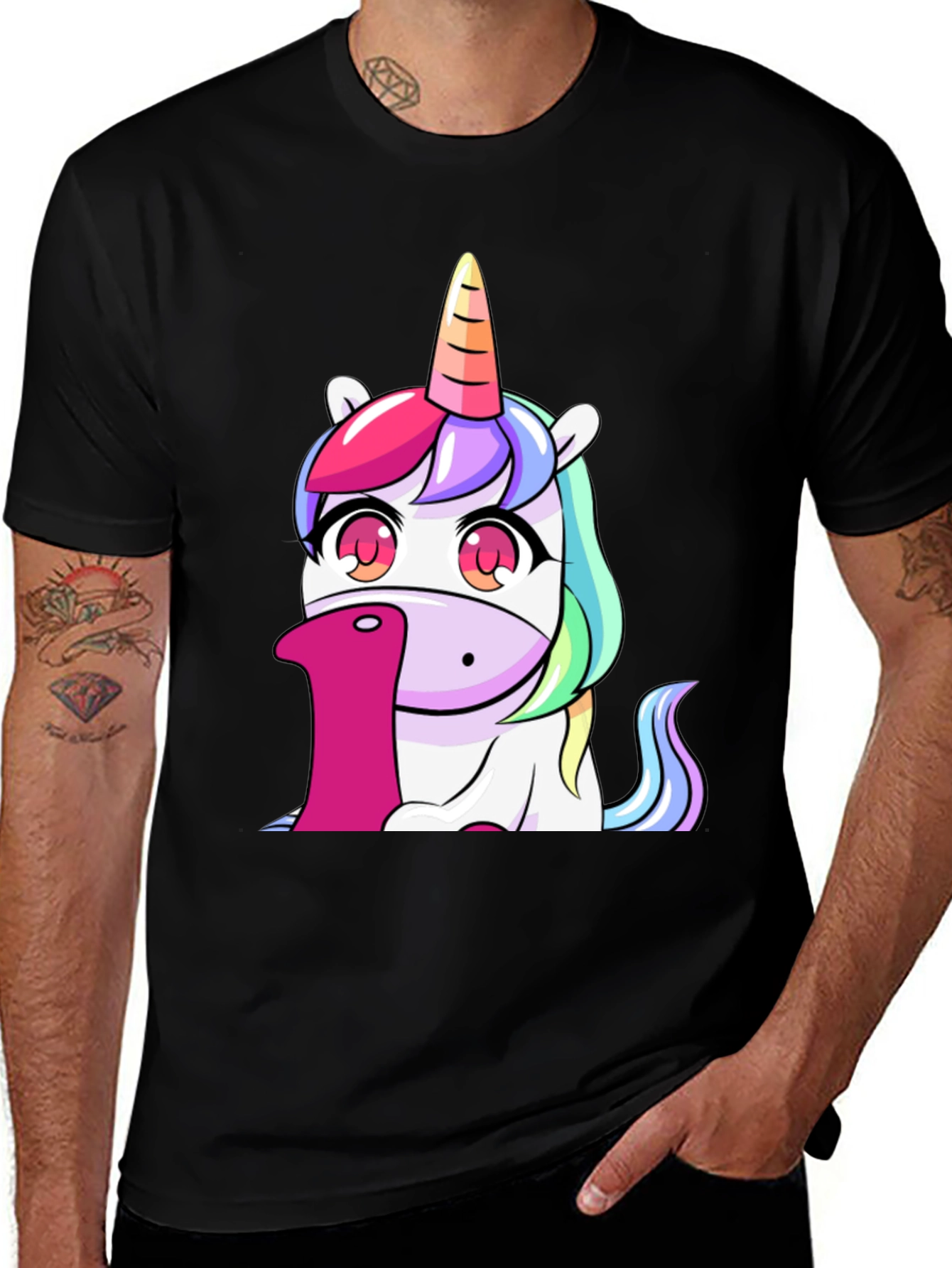 Variant 6 of Unicorn Number 1 Black T-Shirt