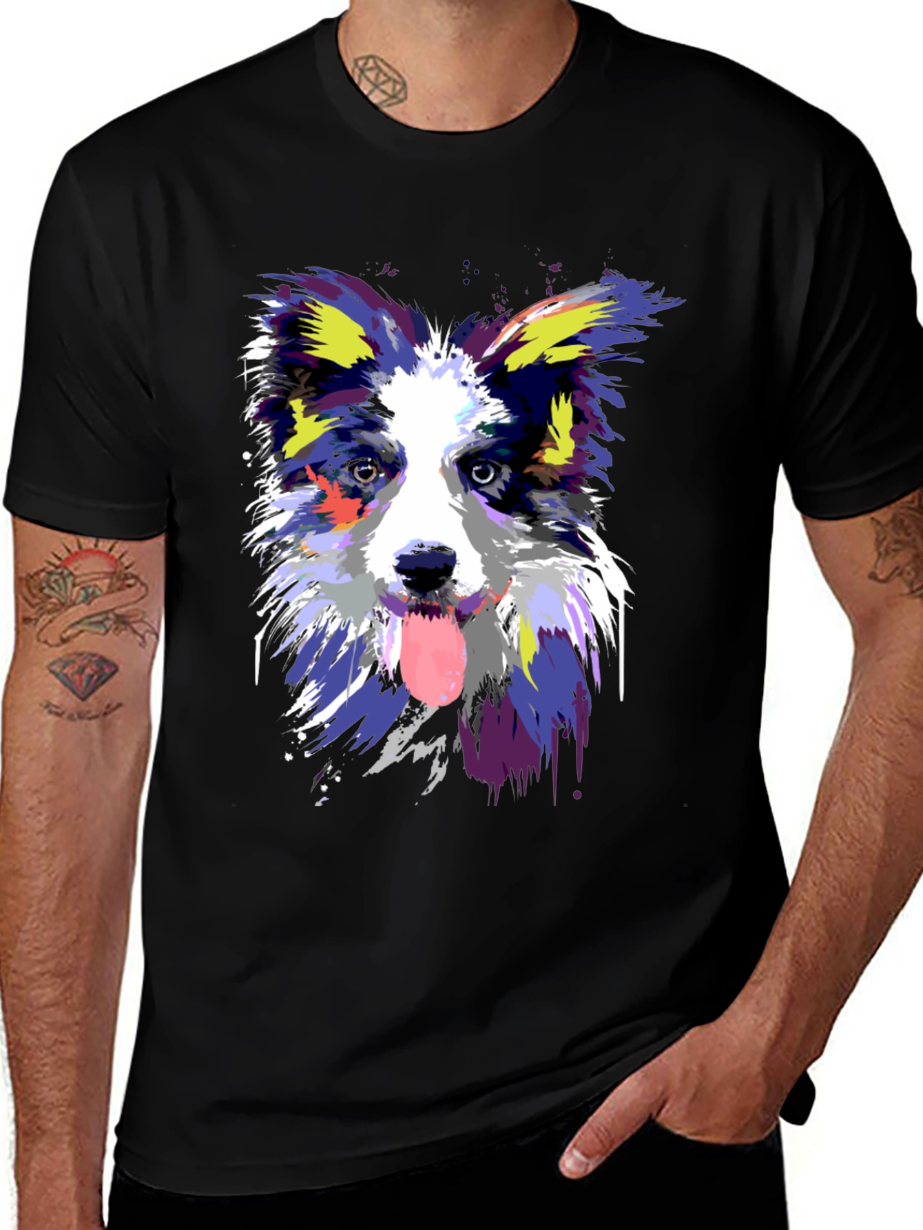 Variant 10 of Dog Art Graphic Black T-Shirt