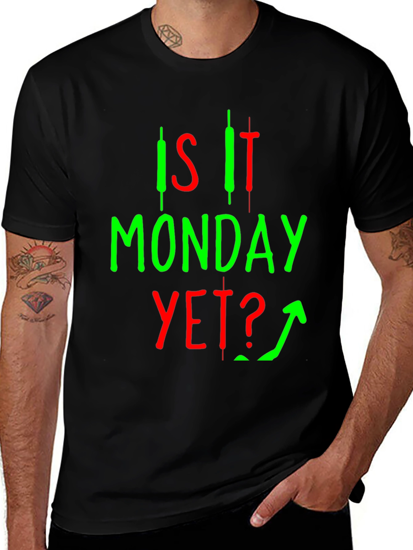 Variant 17 of Is It Monday Yet? Black Graphic Tee