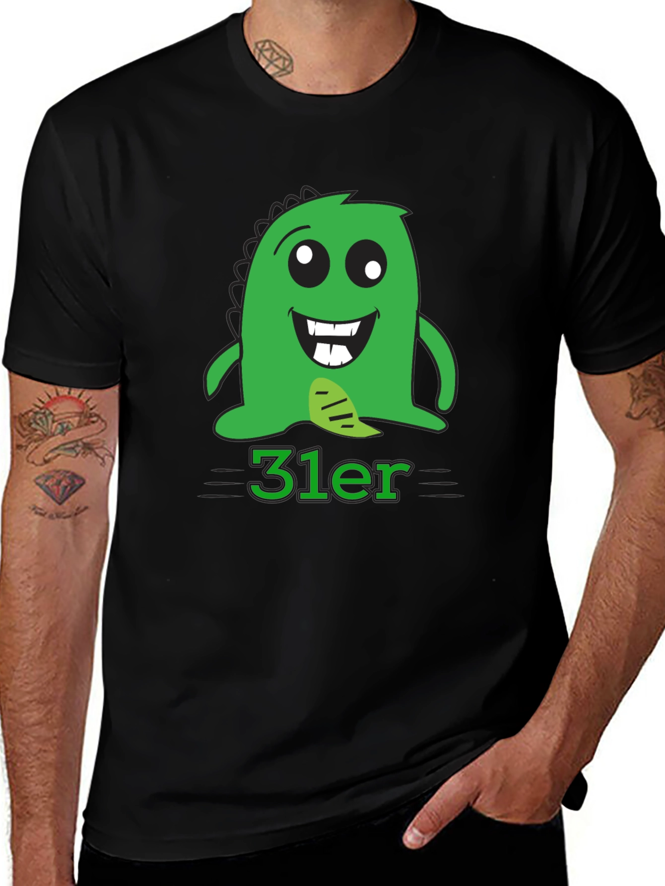 Variant 20 of Funny Monster Graphic Tee - Black Cotton T-Shirt