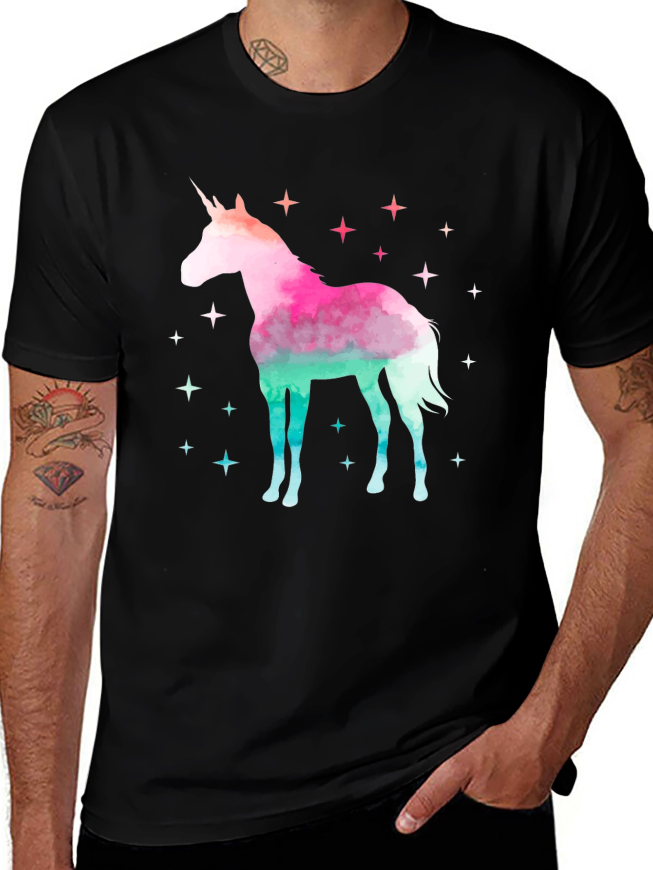 Variant 12 of Unicorn Starry Night Graphic Tee - Cotton Blend