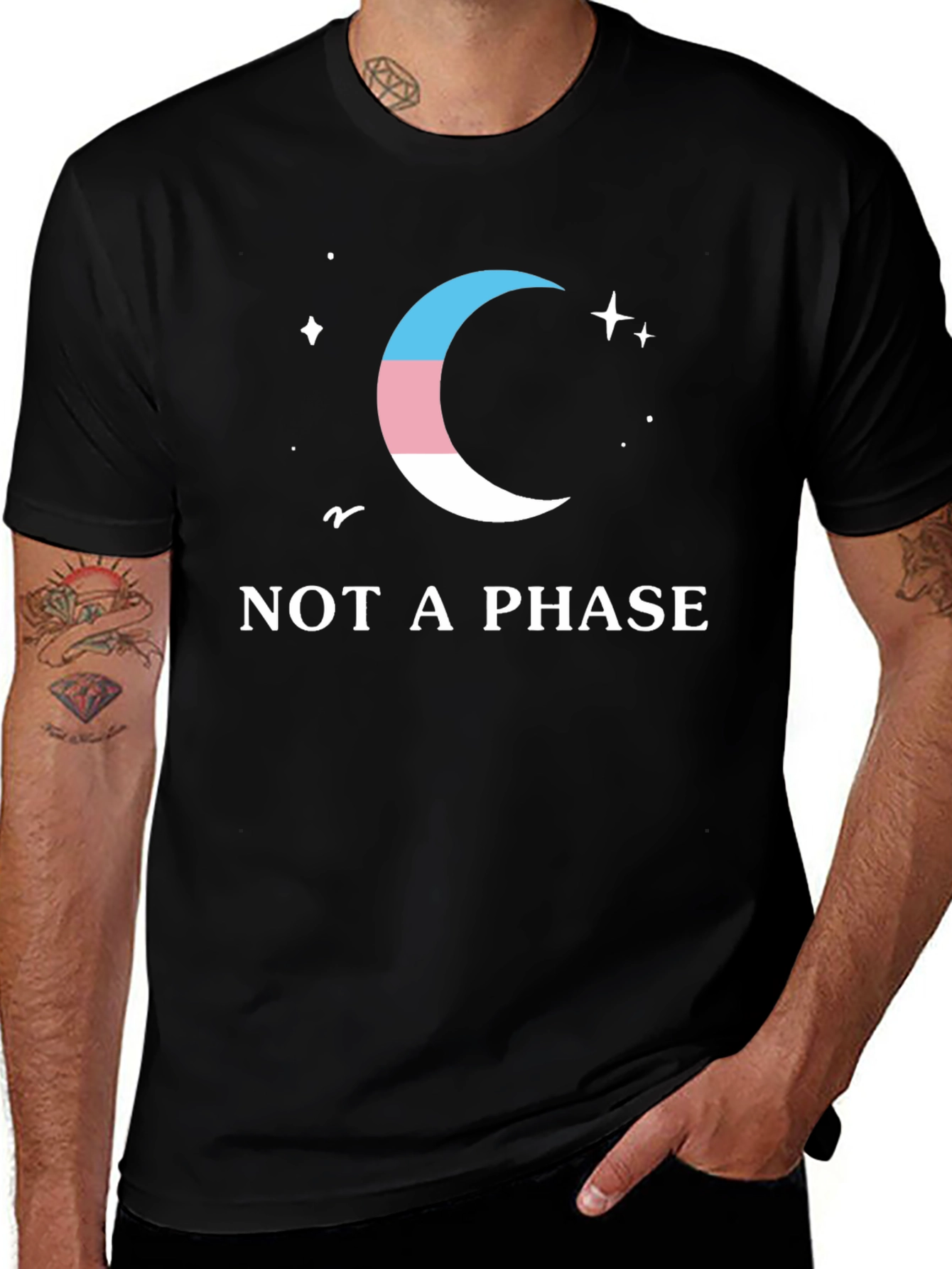 Variant 14 of Trans Pride Moon Tee - Not a Phase T-Shirt