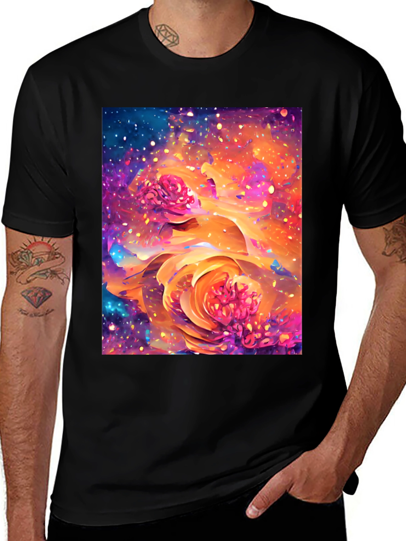 Variant 7 of Floral Galaxy T-Shirt - Artistic Design