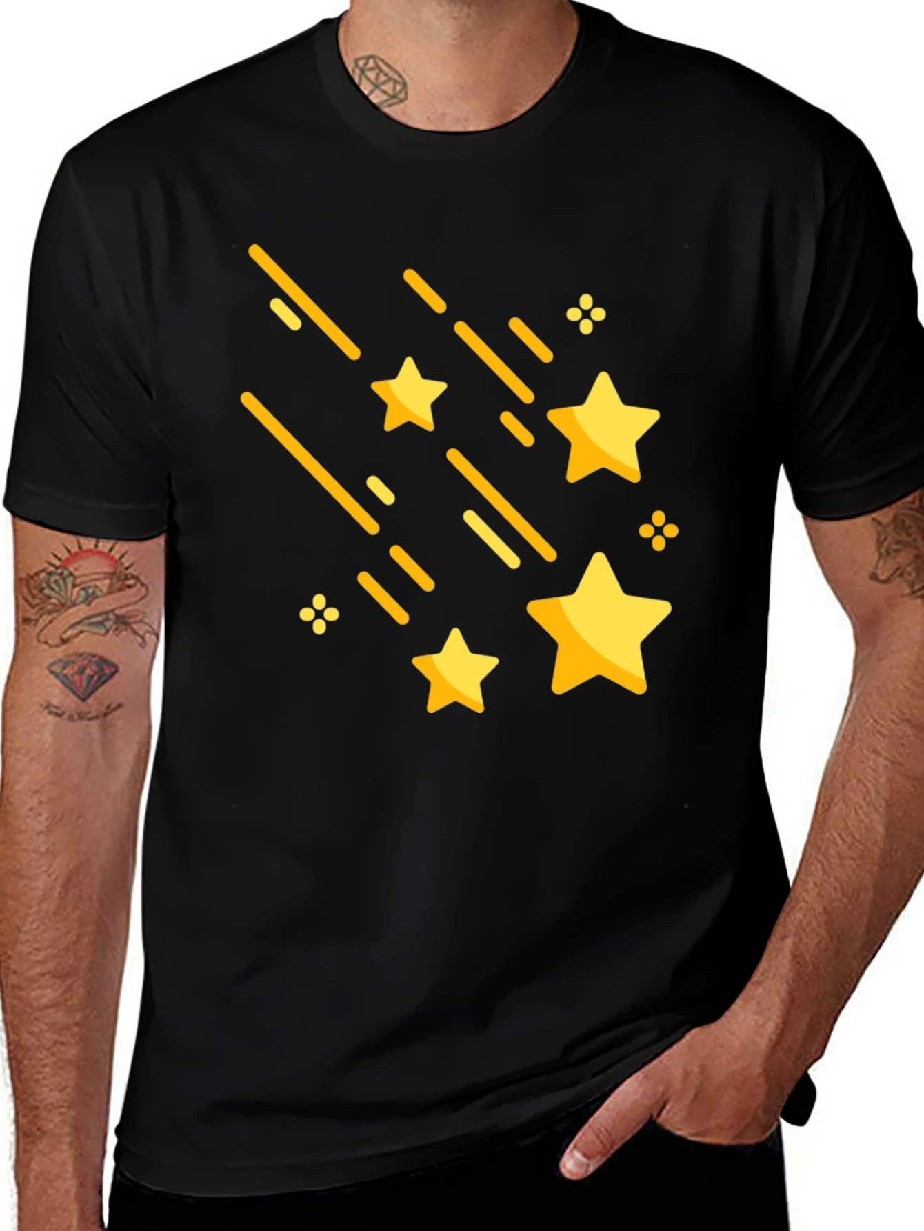 Variant 2 of Shooting Stars Graphic Tee - Stylish Black Cotton T-Shirt