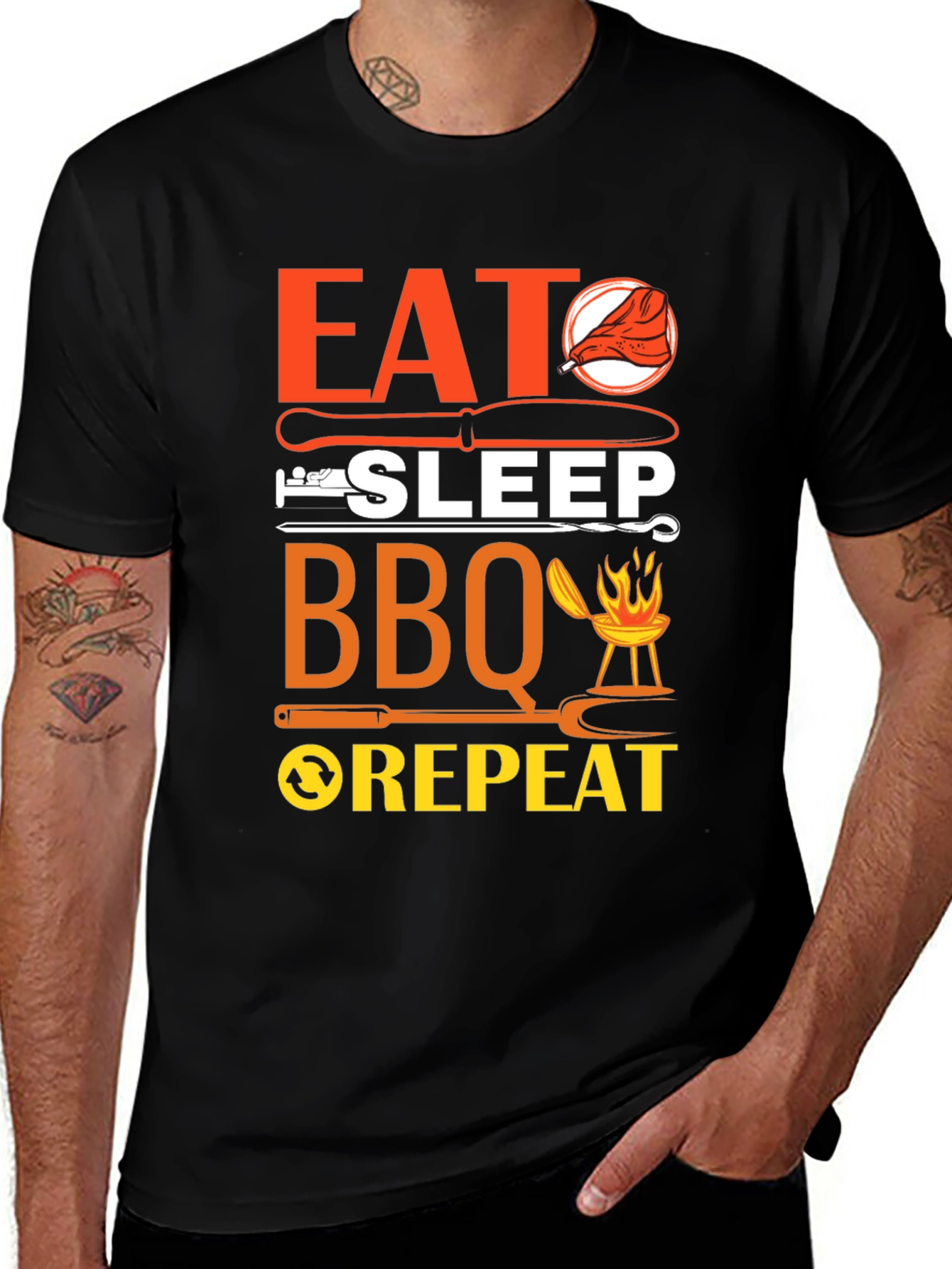 Eat Sleep BBQ Repeat Graphic T-Shirt