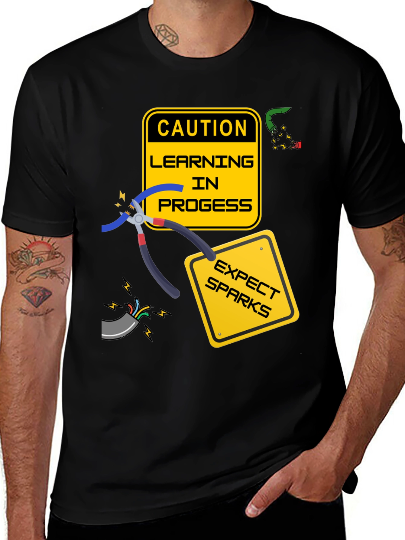 Caution Learning in Progress Electrician T-Shirt