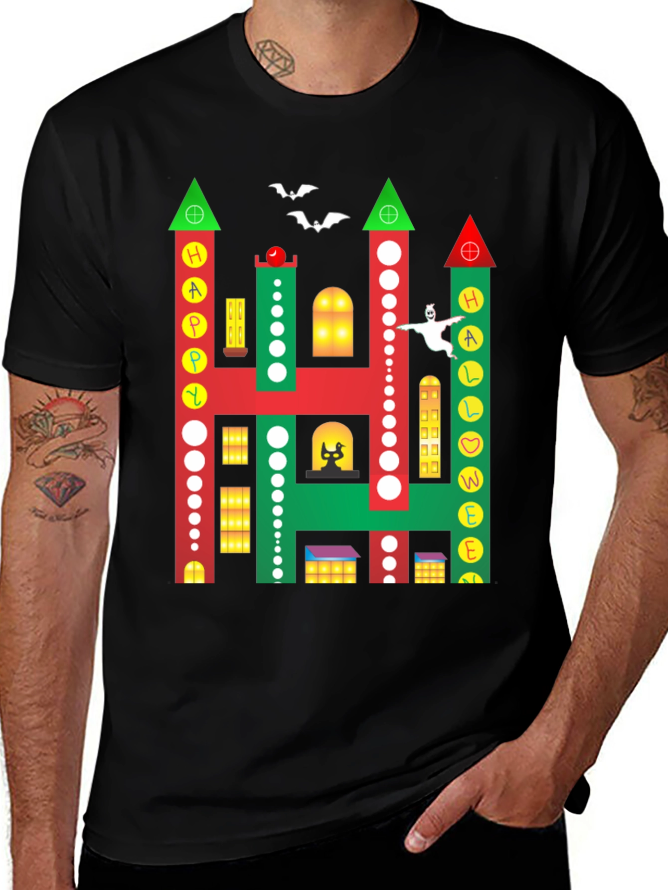 Happy Halloween Building Graphic T-Shirt