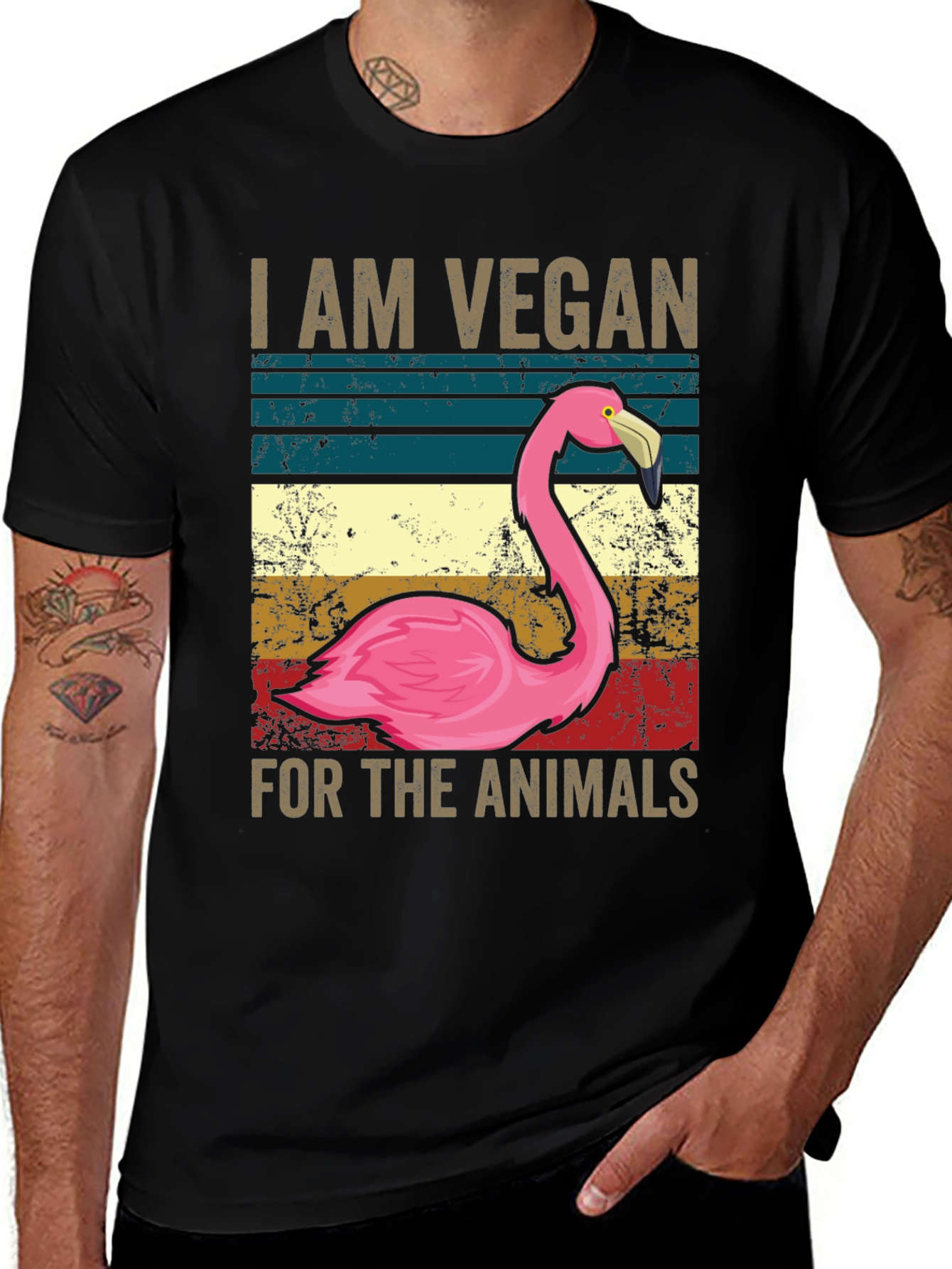 Variant 12 of Vegan Flamingo Graphic Tee - Animal Lover Shirt