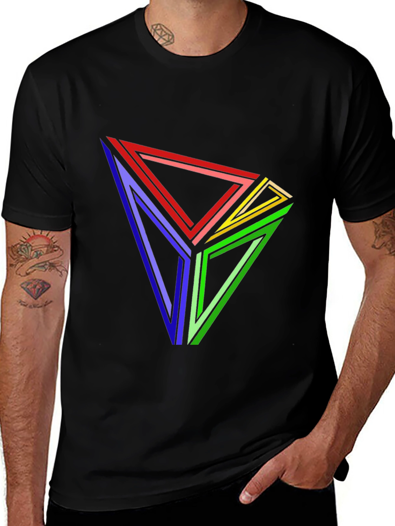 Geometric Triangle T-Shirt - Abstract Illusion Tee
