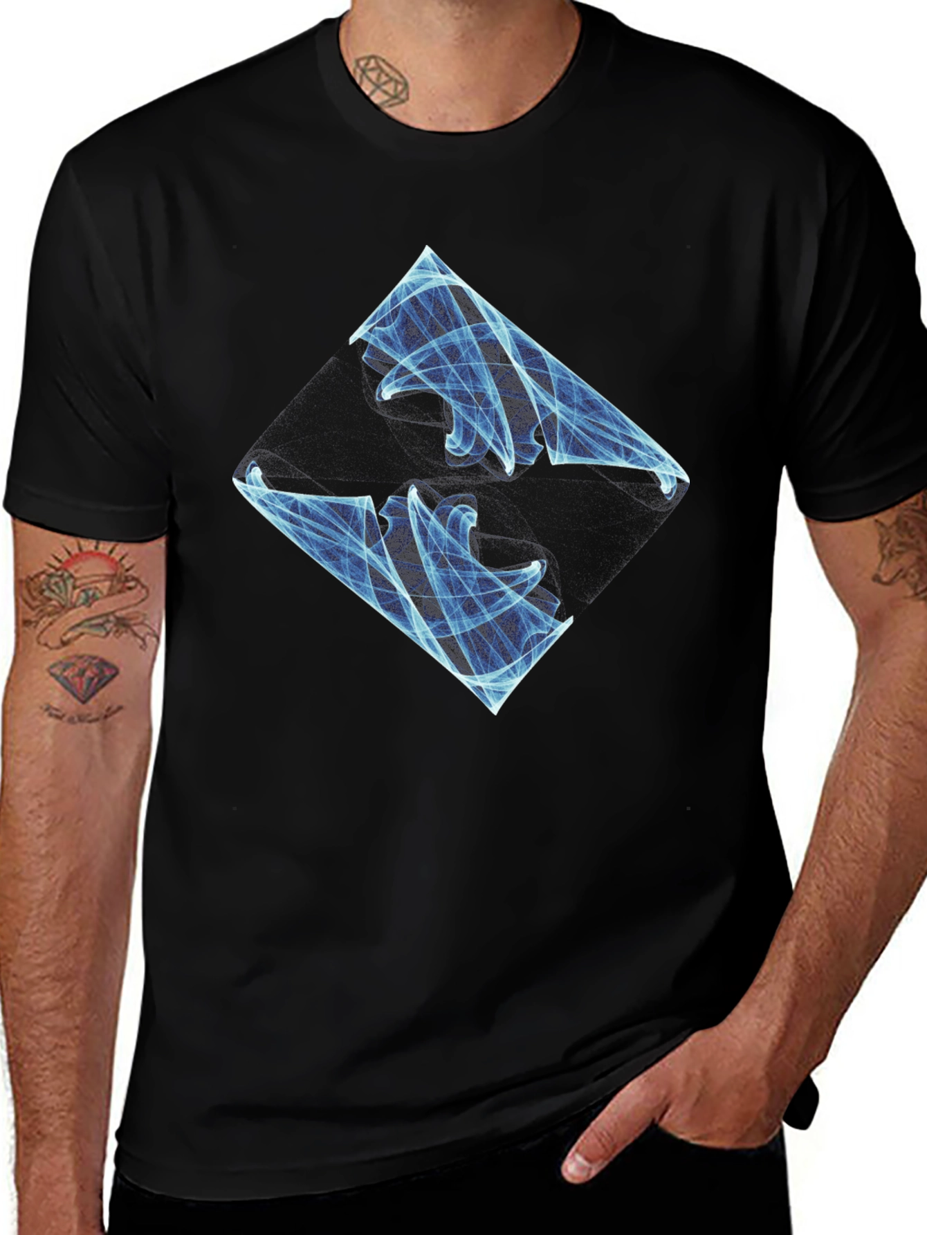 Variant 7 of Abstract Blue Graphic Black T-Shirt