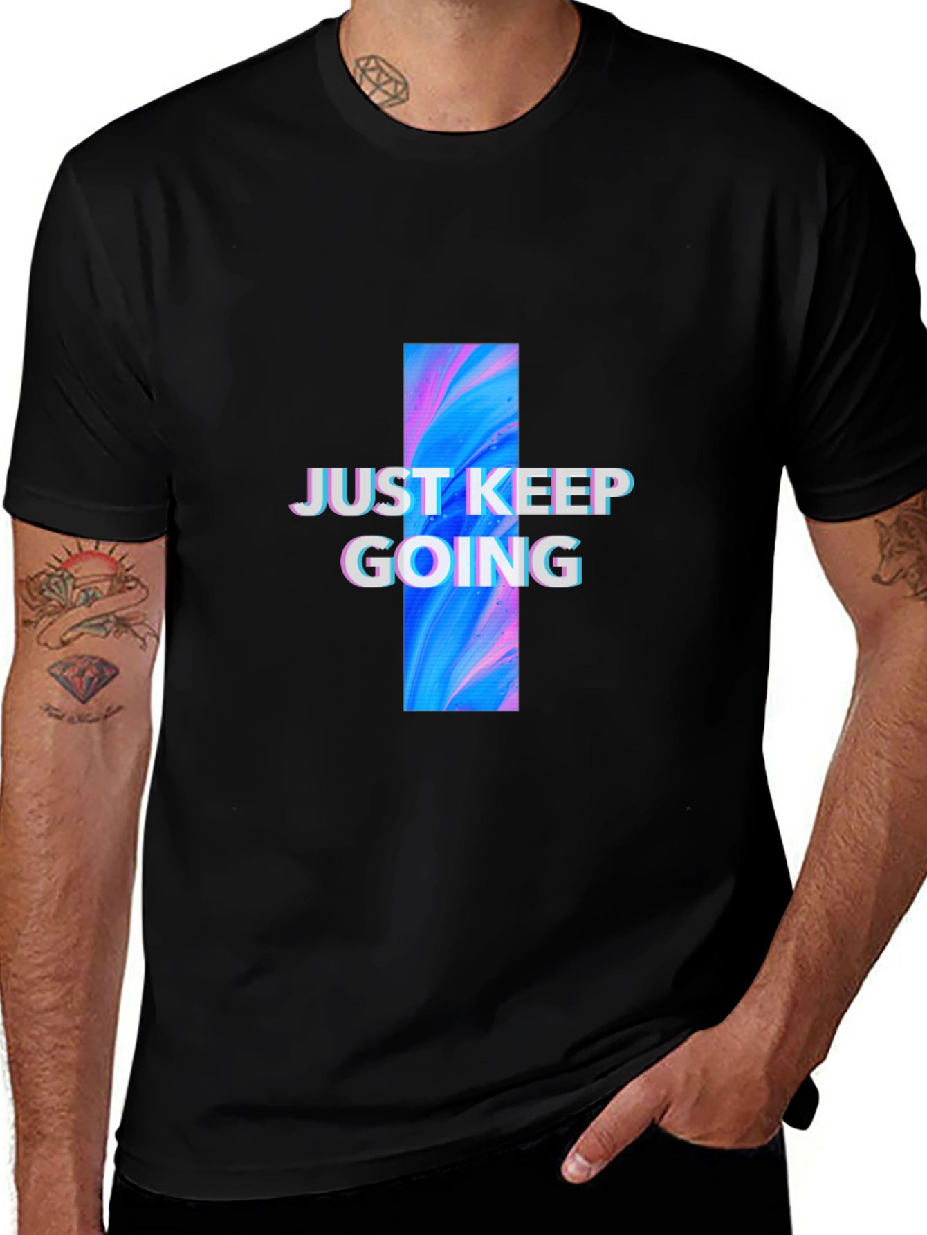 Variant 21 of Just Keep Going Graphic Tee - Black Cotton Blend