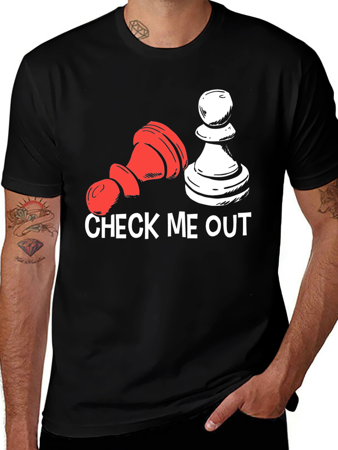 Variant 5 of Check Me Out Chess T-Shirt - Black