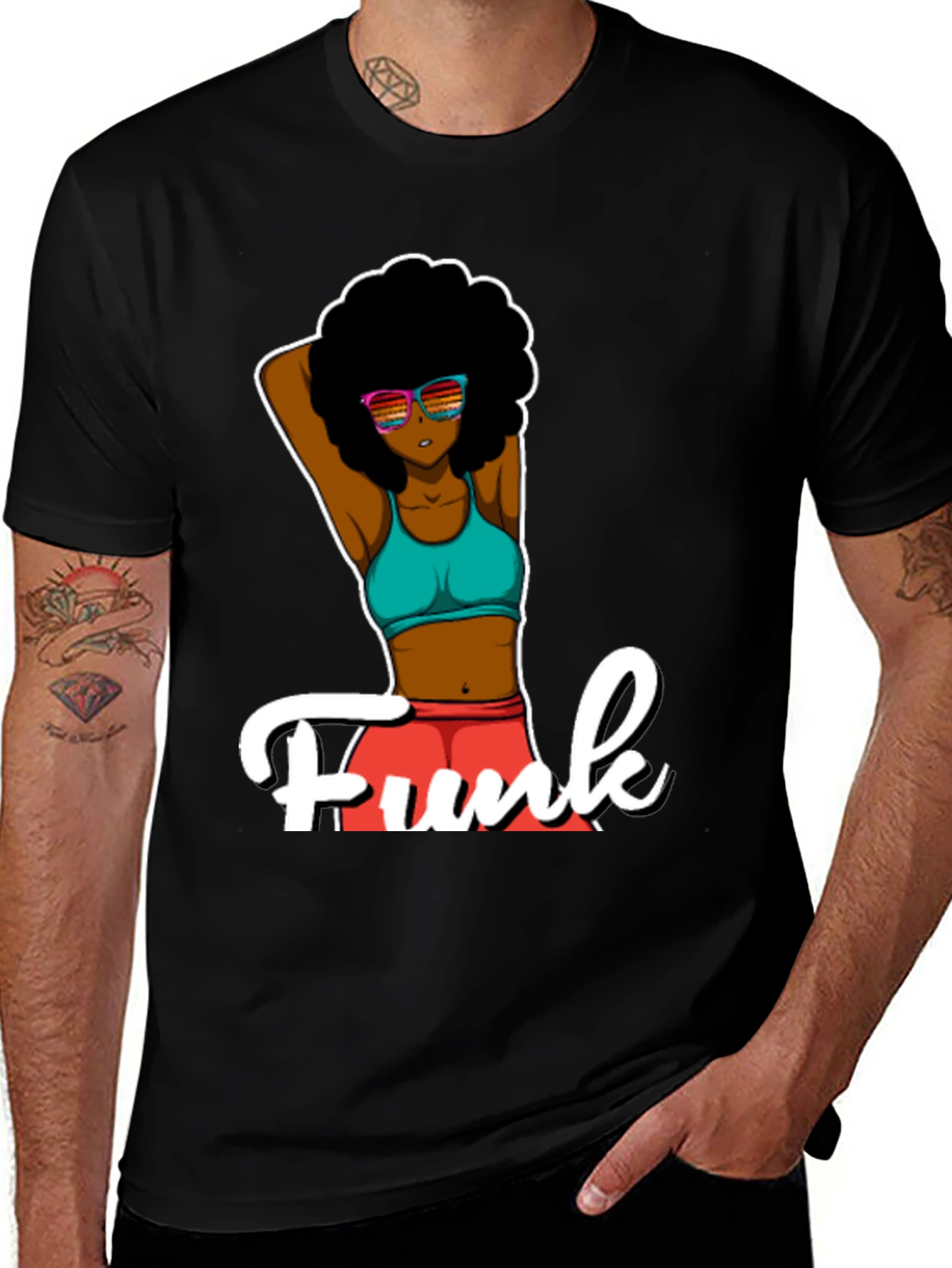Variant 12 of Funky Afro T-Shirt - Black