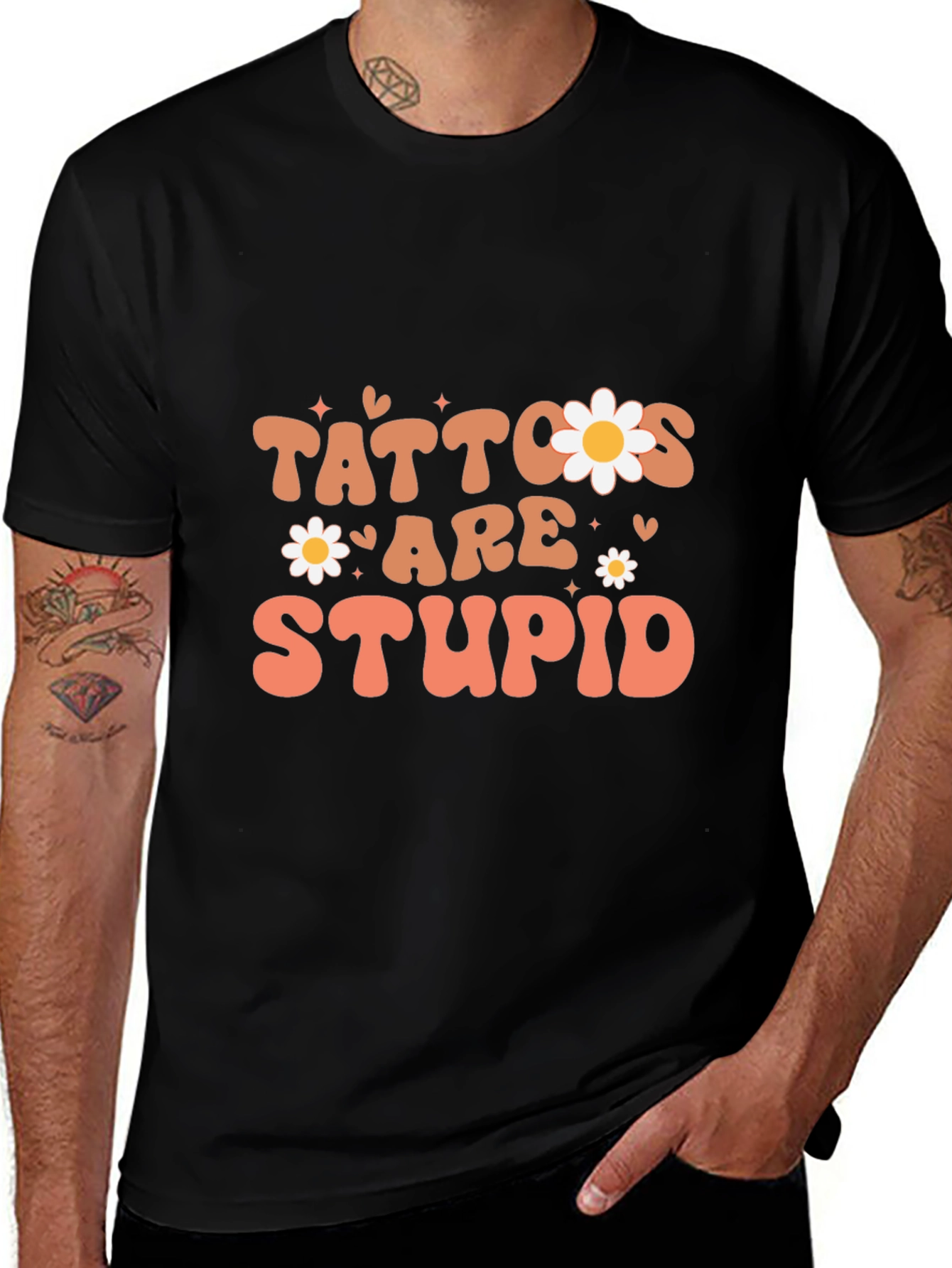 Variant 24 of Tattoos Are Stupid T-Shirt, Black, Funny