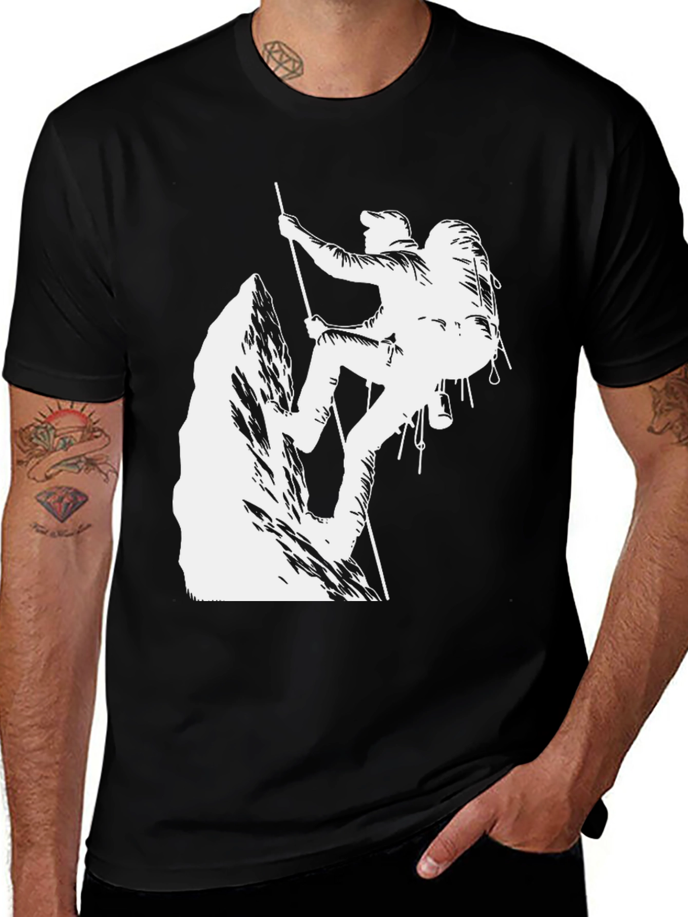 Variant 13 of Climber Graphic Tee - Black Cotton Shirt