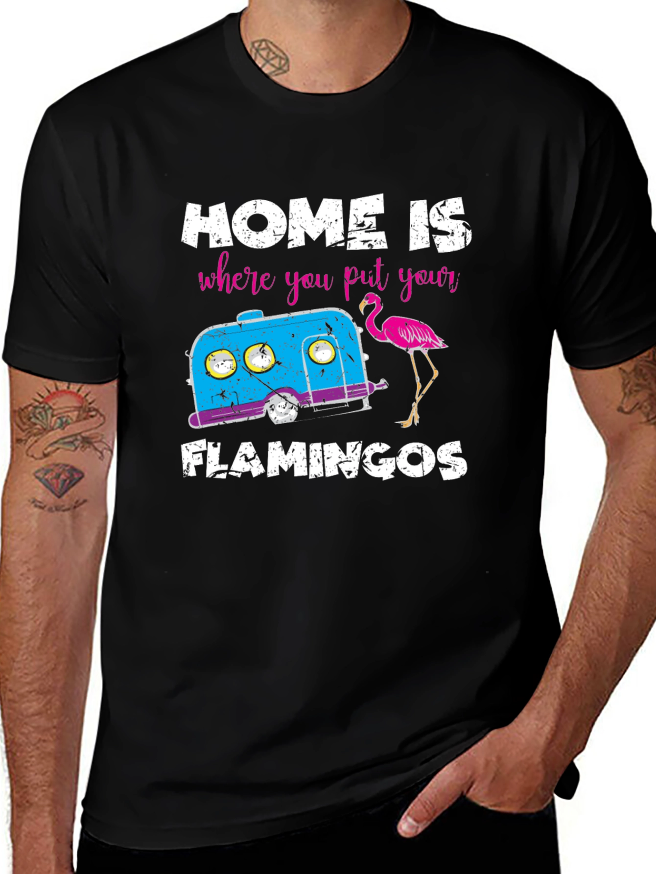 Variant 30 of Home is Where You Put Your Flamingos T-Shirt