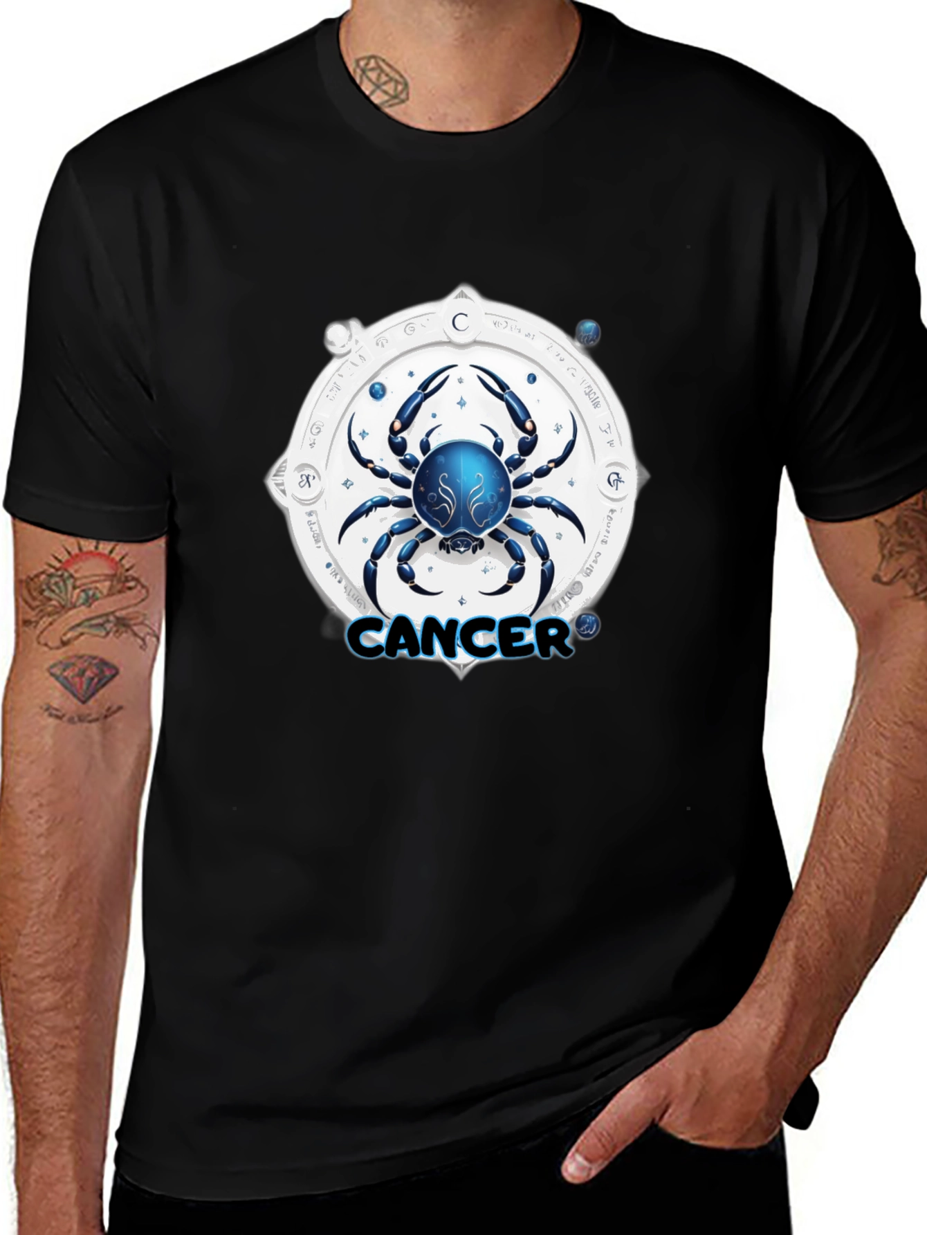 Variant 8 of Cancer Zodiac Graphic Tee - Black Crew Neck