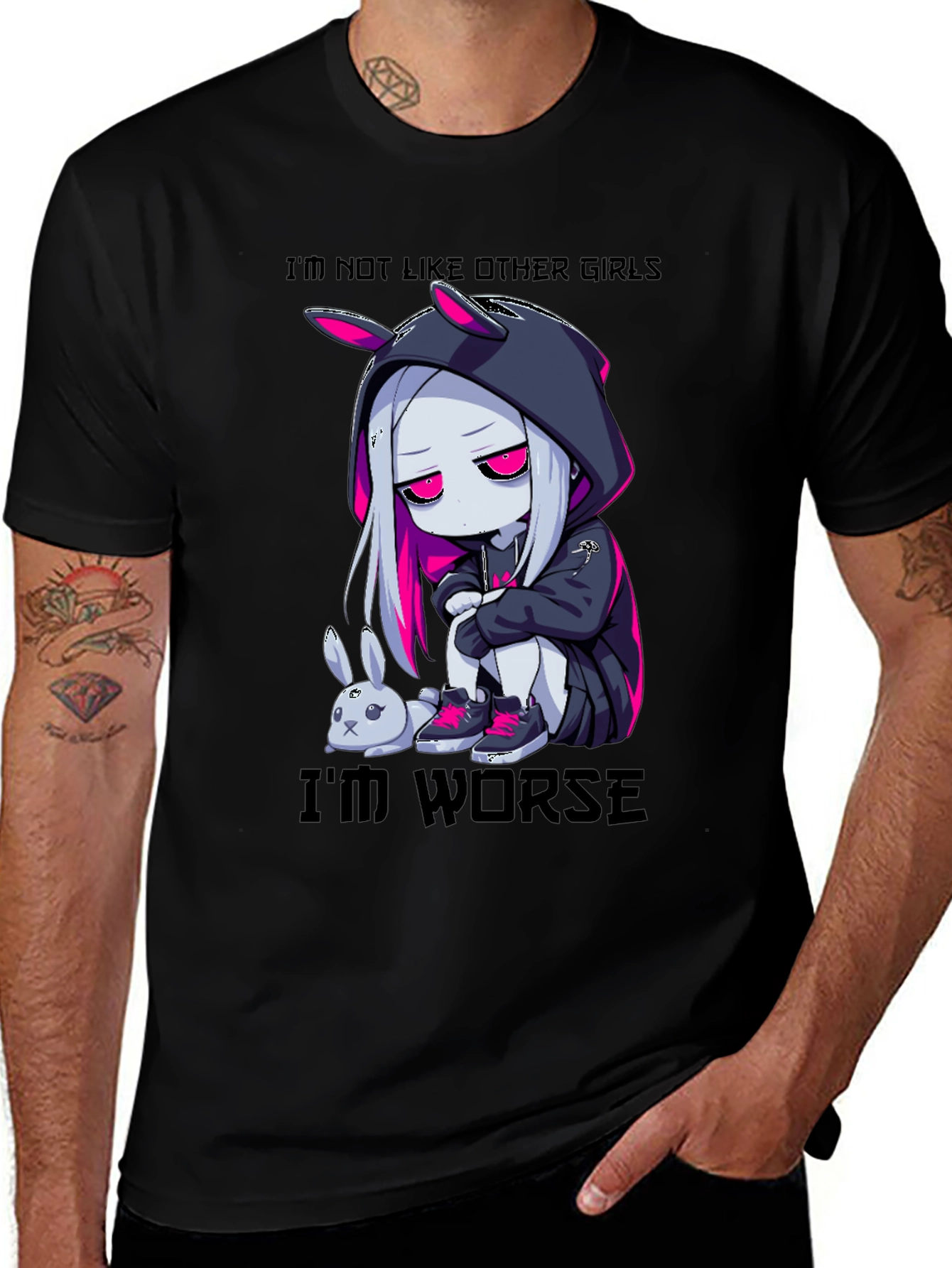 Edgy Anime Girl T-Shirt - I'm Worse Than Other Girls