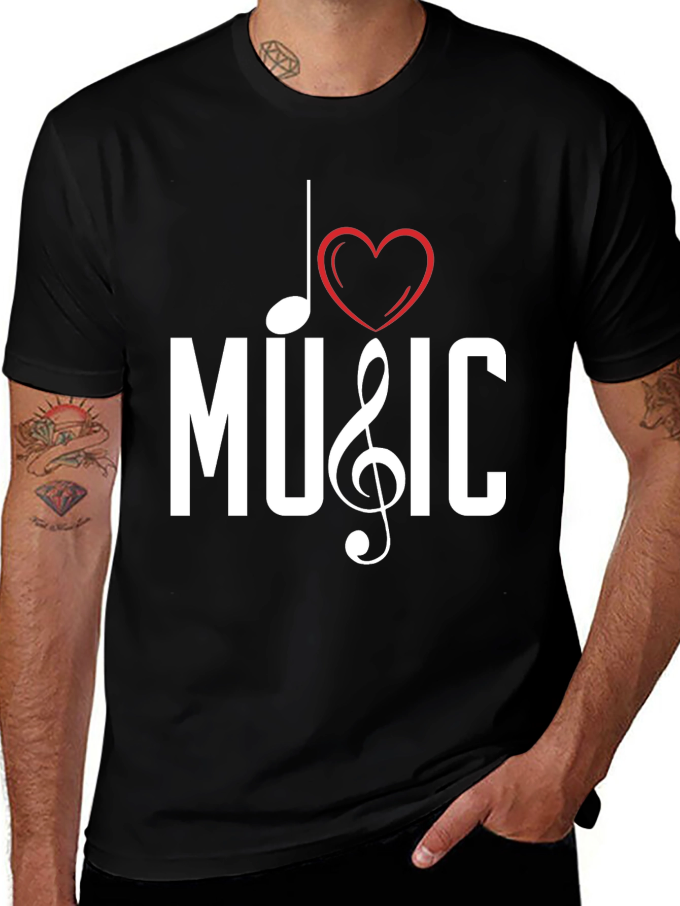 Variant 30 of I Love Music Black Graphic Tee