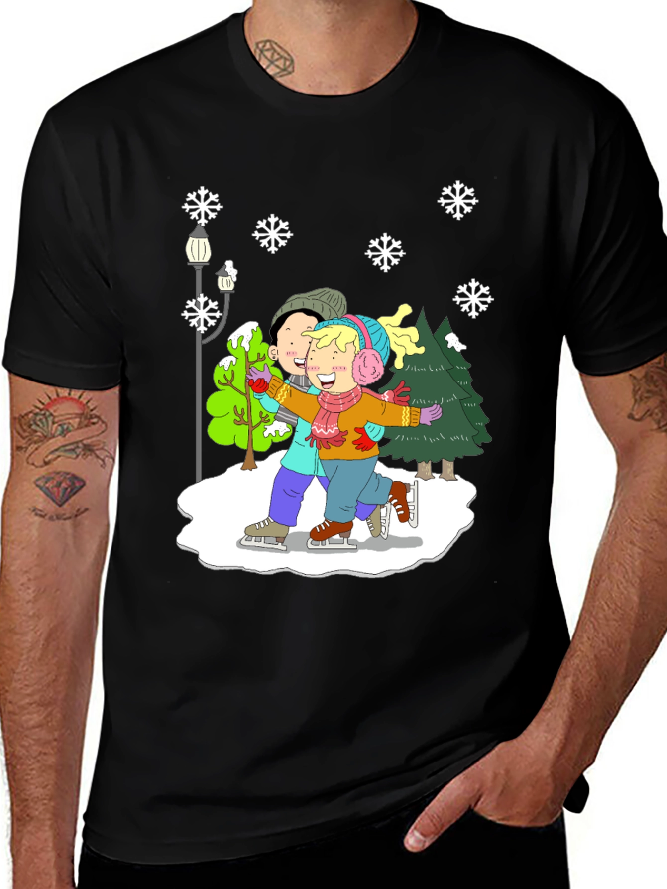 Variant 7 of Winter Skating Cartoon T-Shirt