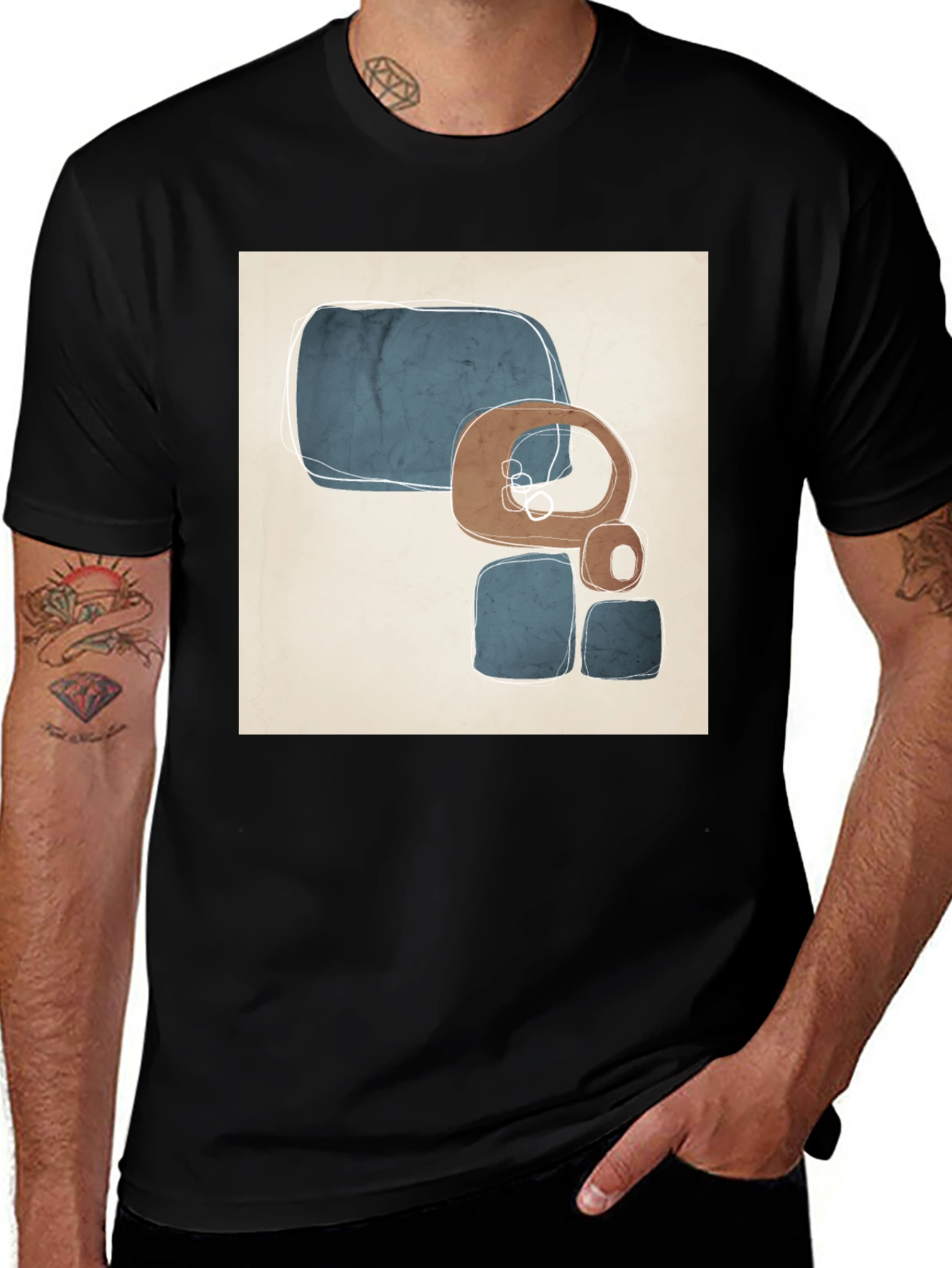 Variant 23 of Abstract Geometric Art Black T-Shirt