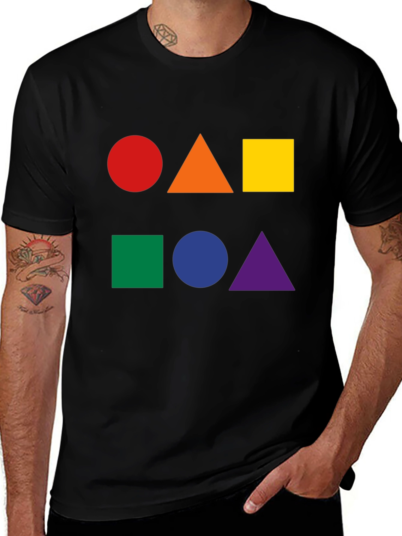 Variant 26 of Geometric Shapes Black T-Shirt