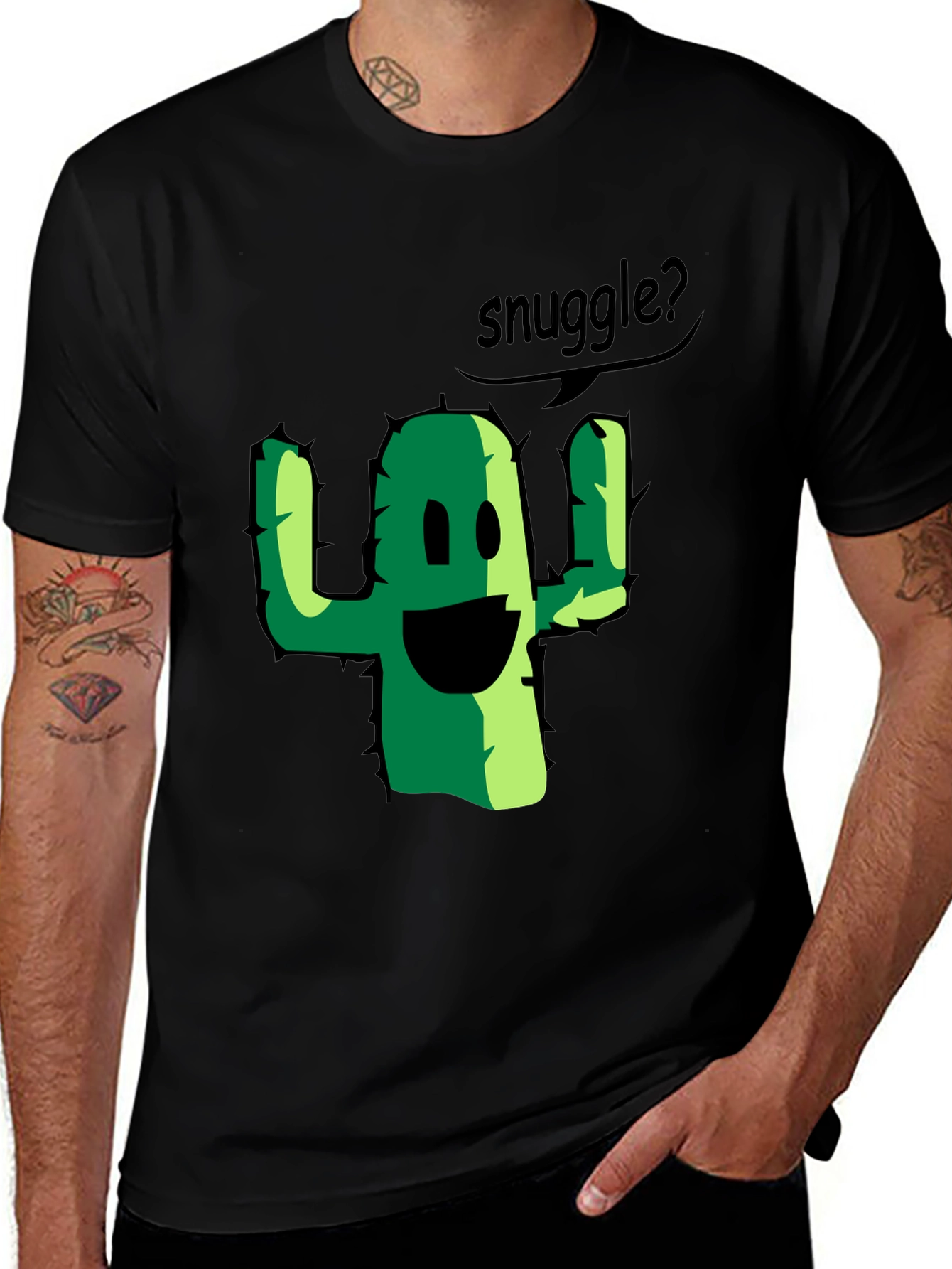 Variant 10 of Snuggle Cactus Graphic Tee - Black