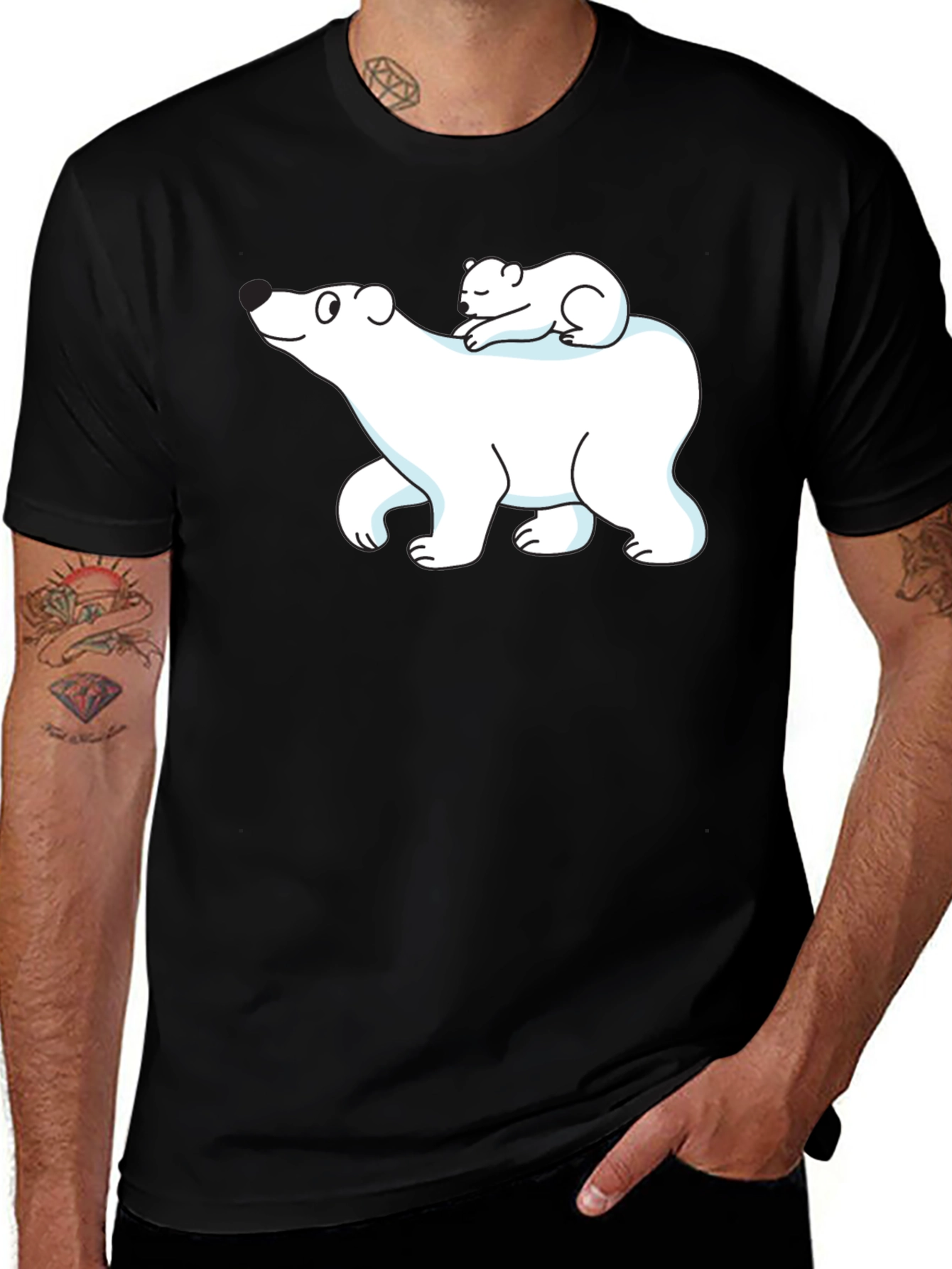 Variant 7 of Cute Polar Bear Graphic Tee - Black