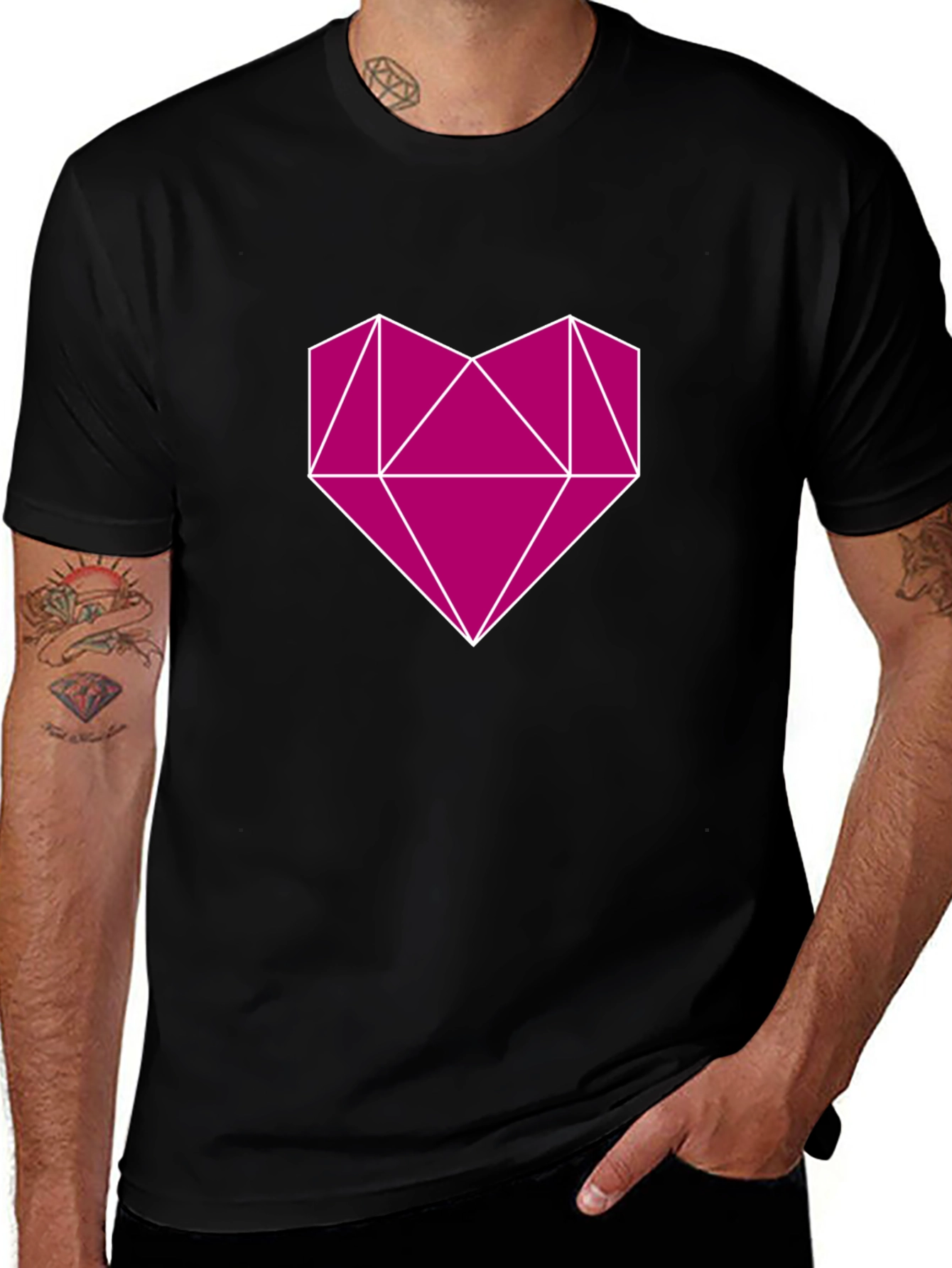 Variant 15 of Geometric Heart Graphic Tee - Modern Style