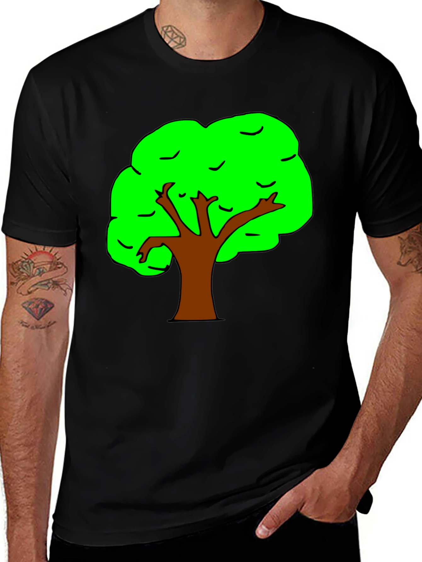 Cartoon Tree Black Tee