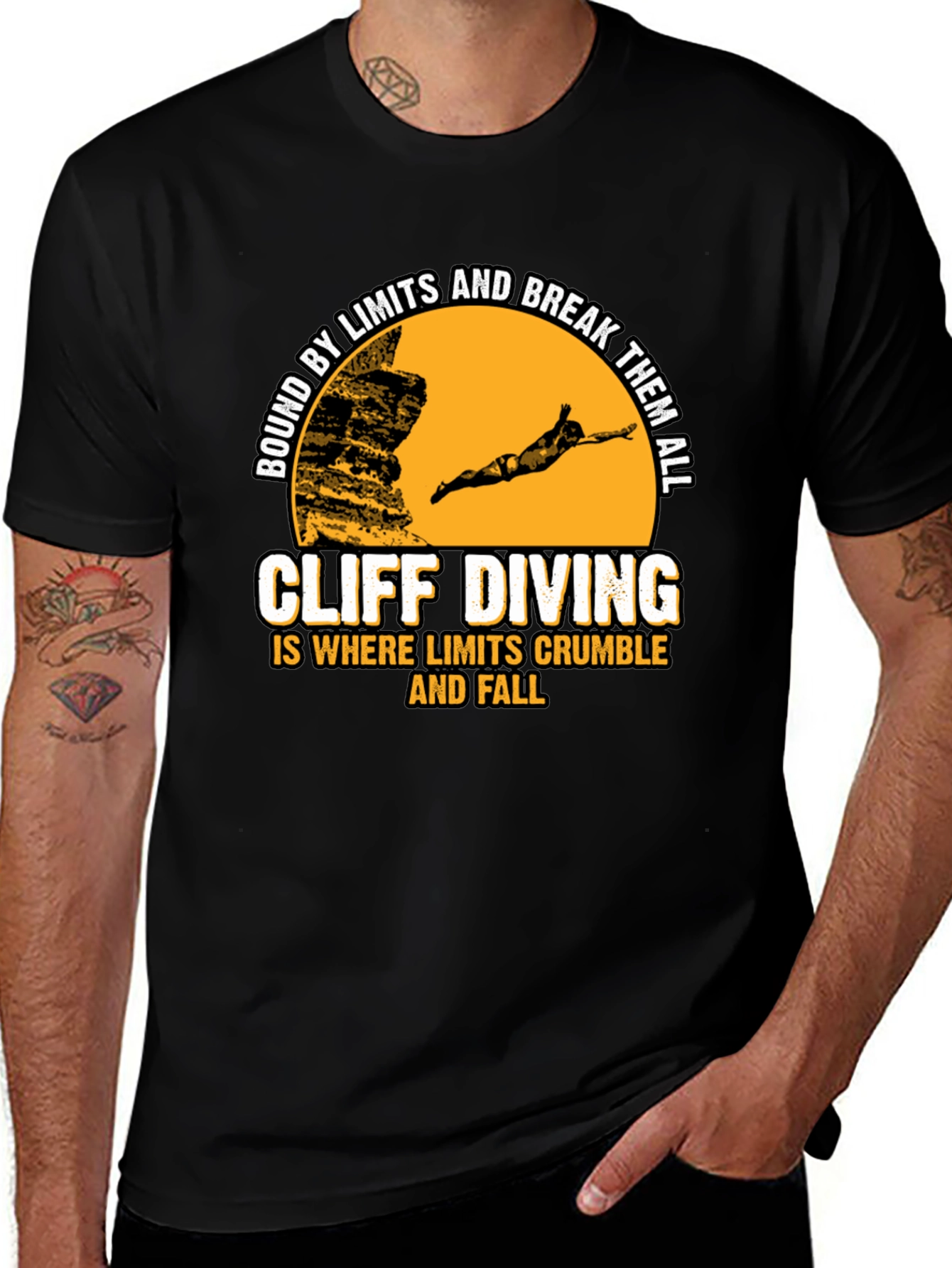Variant 5 of Cliff Diving Graphic Tee: Bound By Limits, Break Them All!
