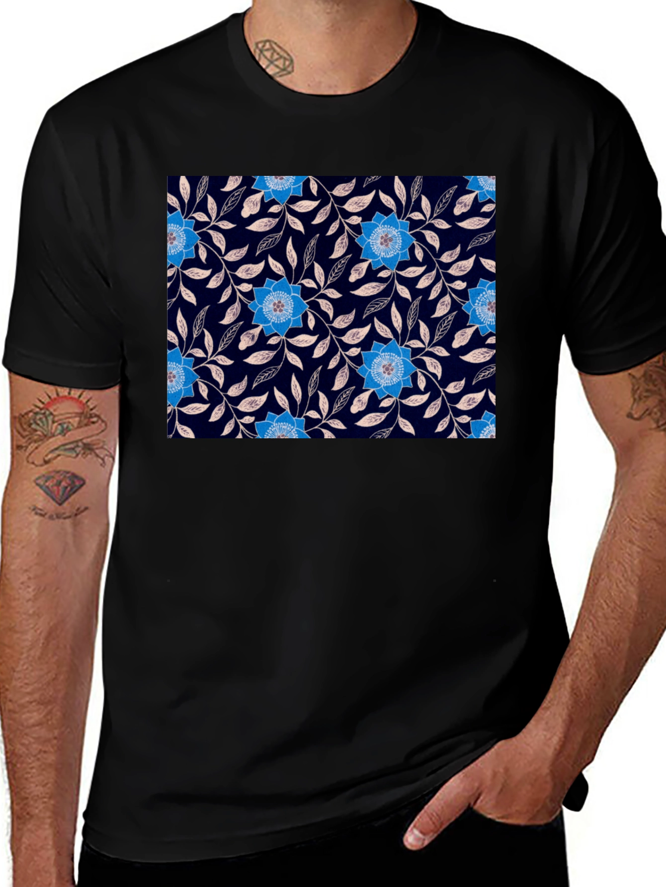 Variant 30 of Floral Pattern Black T-Shirt