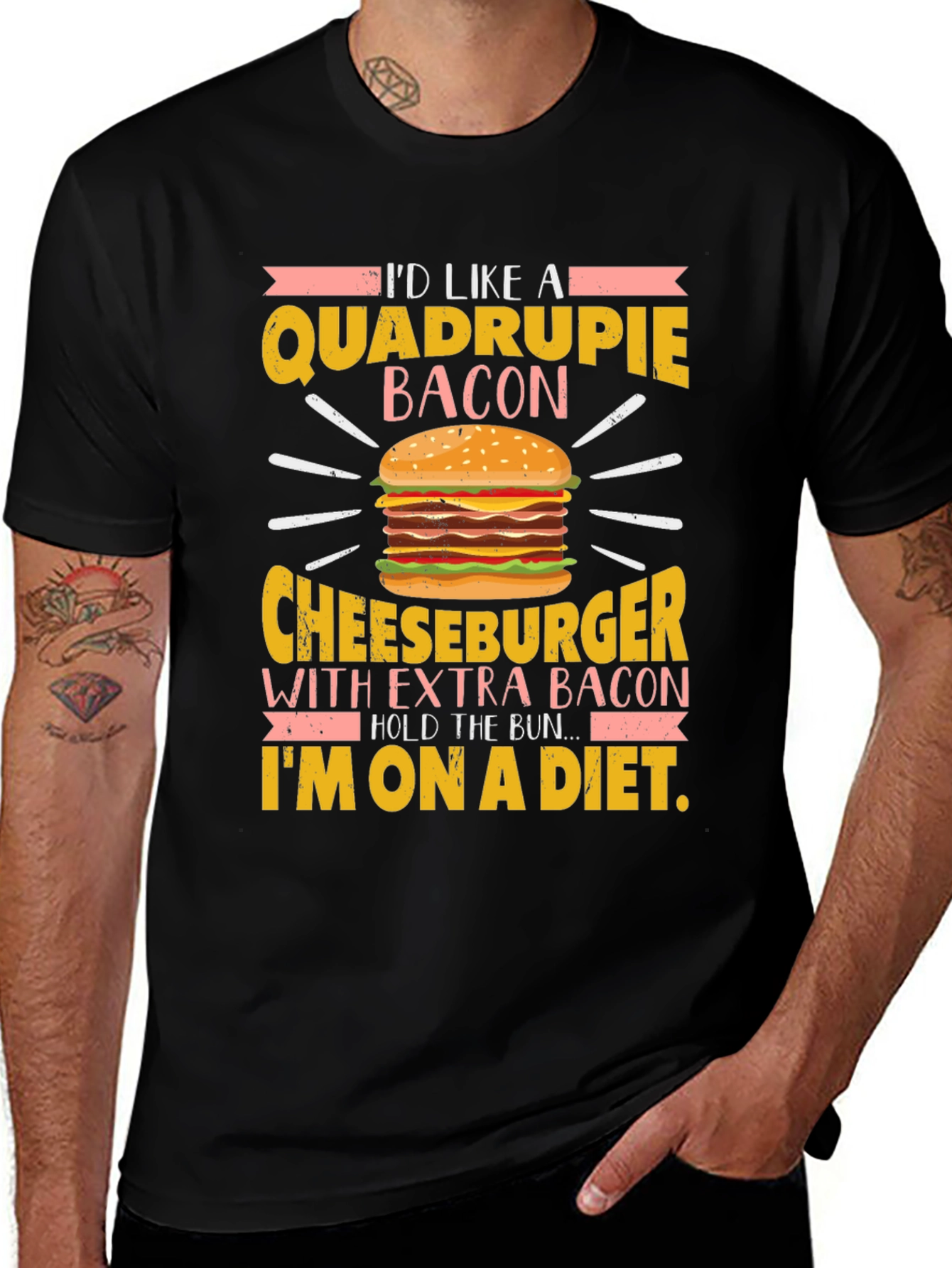 Variant 13 of Quadruple Bacon Cheeseburger Diet T-Shirt