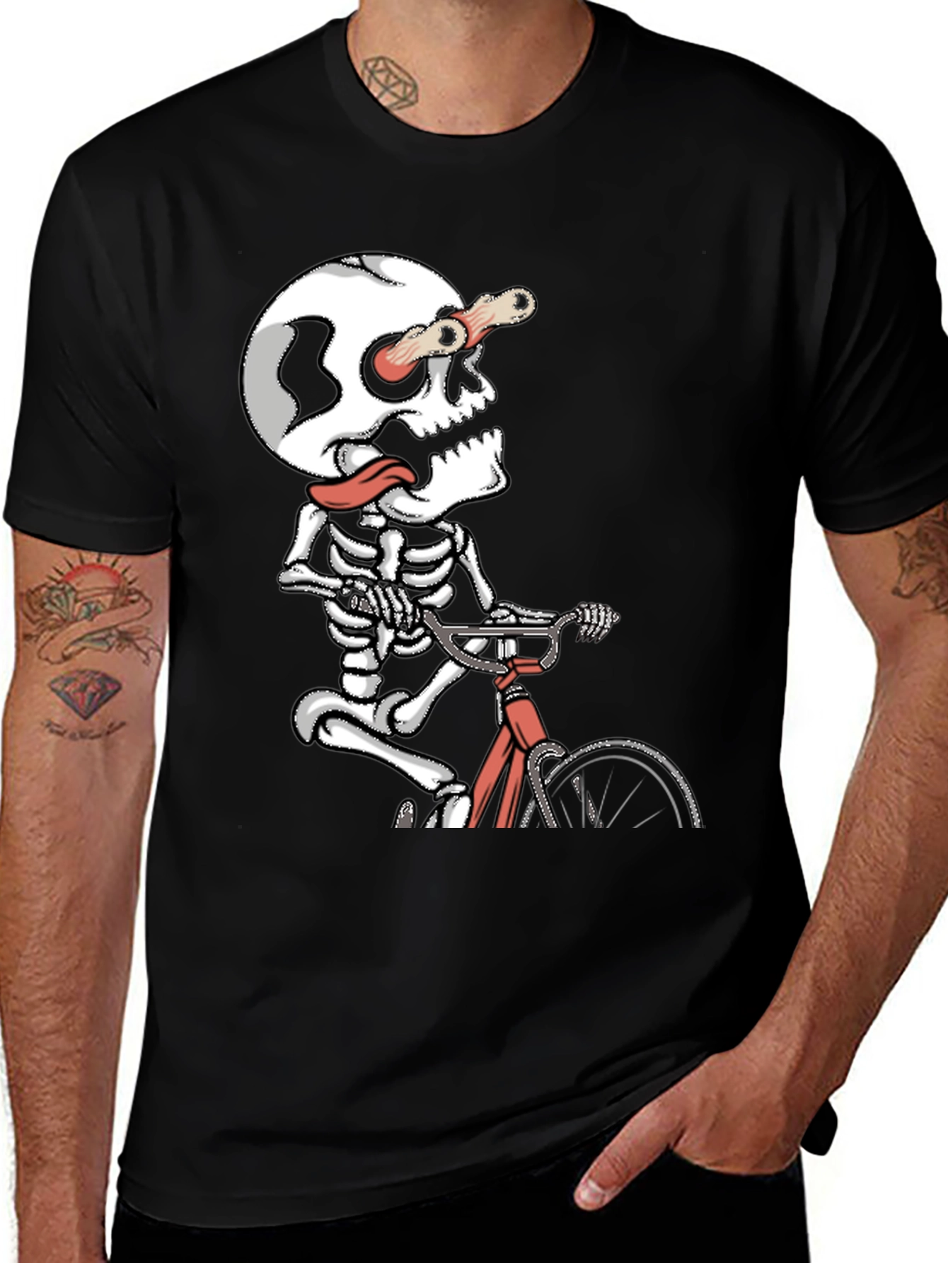 Variant 29 of Skeleton Cyclist Graphic T-Shirt - Unique Design
