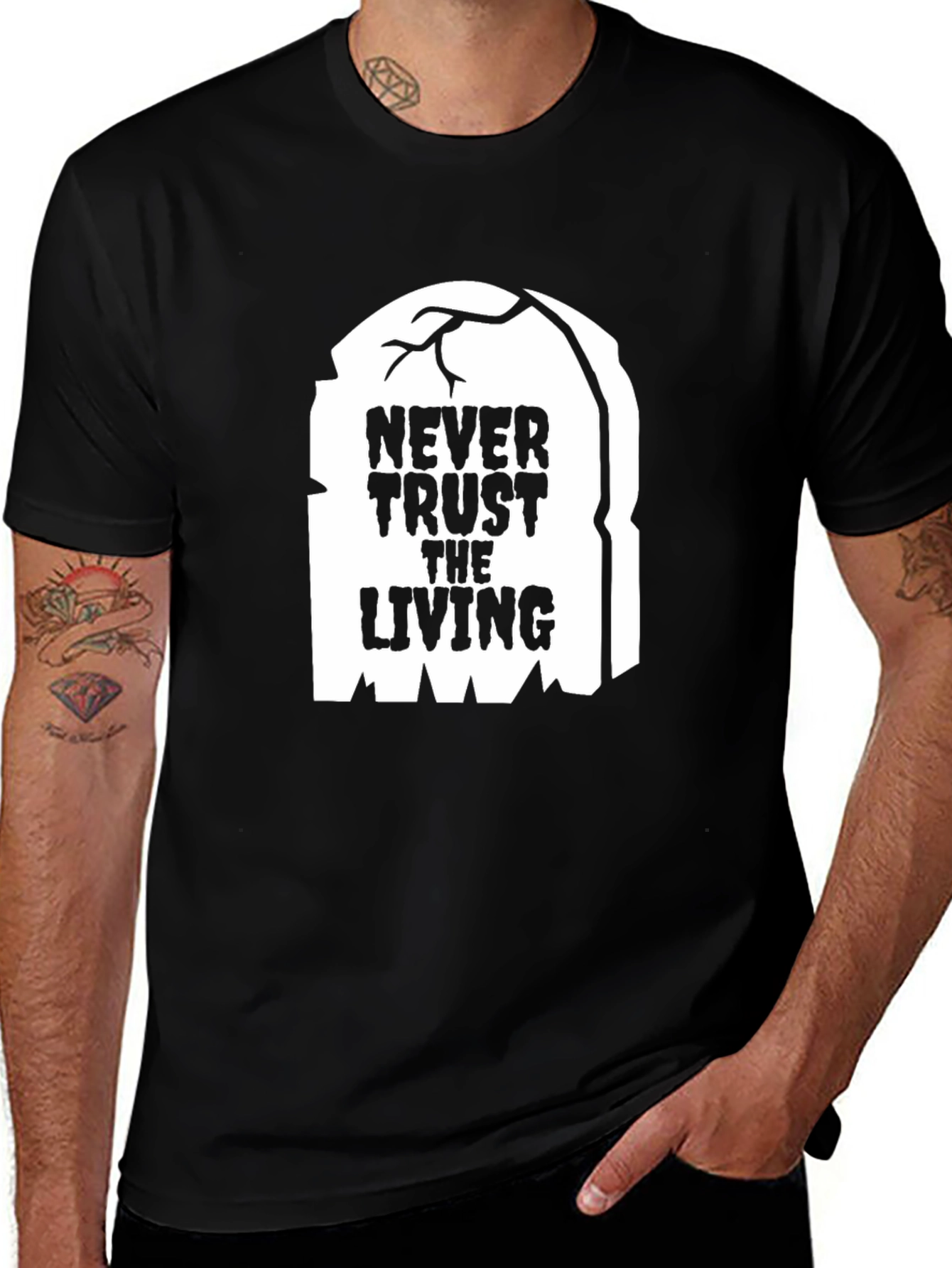 Variant 19 of Never Trust the Living Graphic Tee - Halloween Spooky