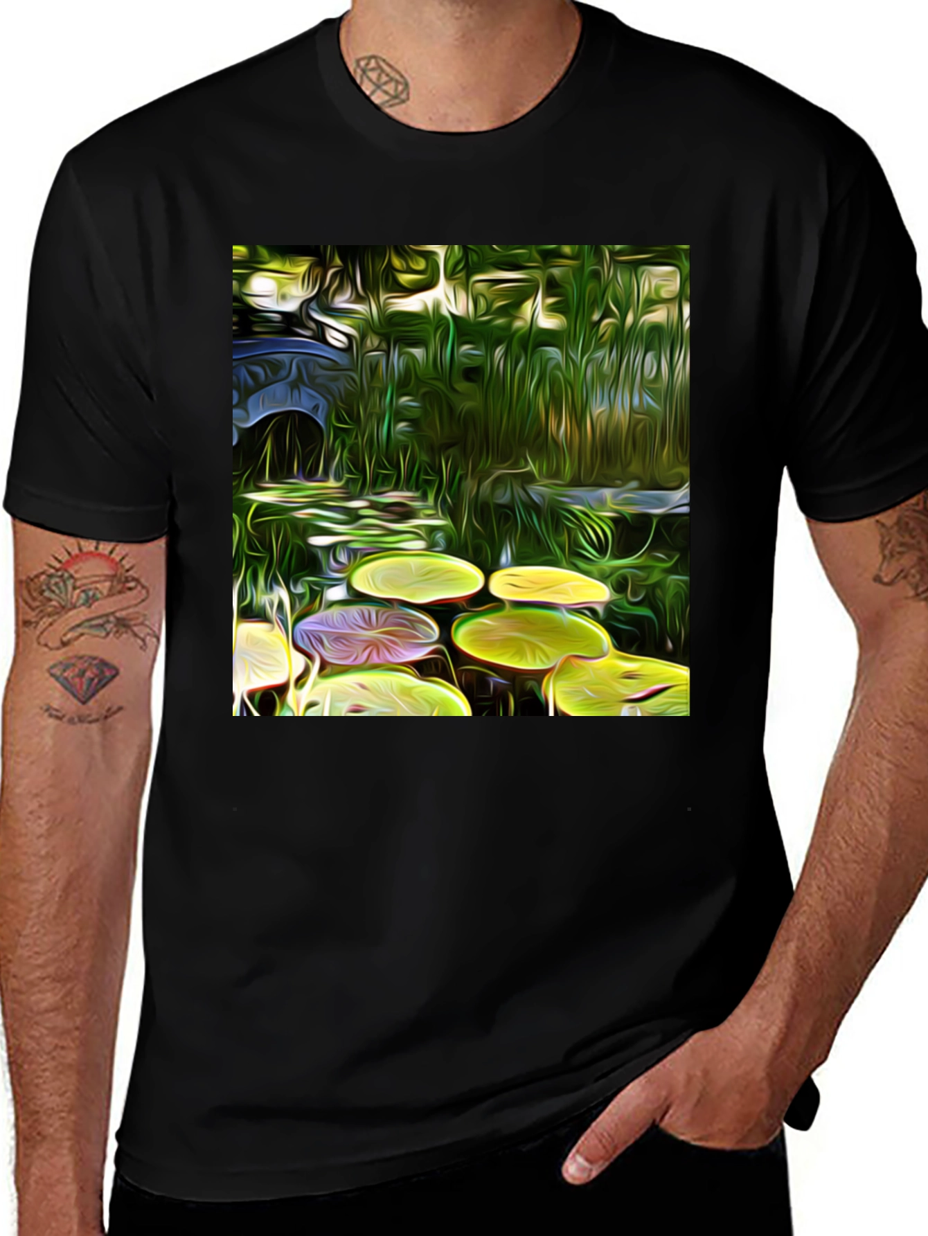 Variant 11 of Lily Pad Pond Black T-Shirt - Artistic Impression