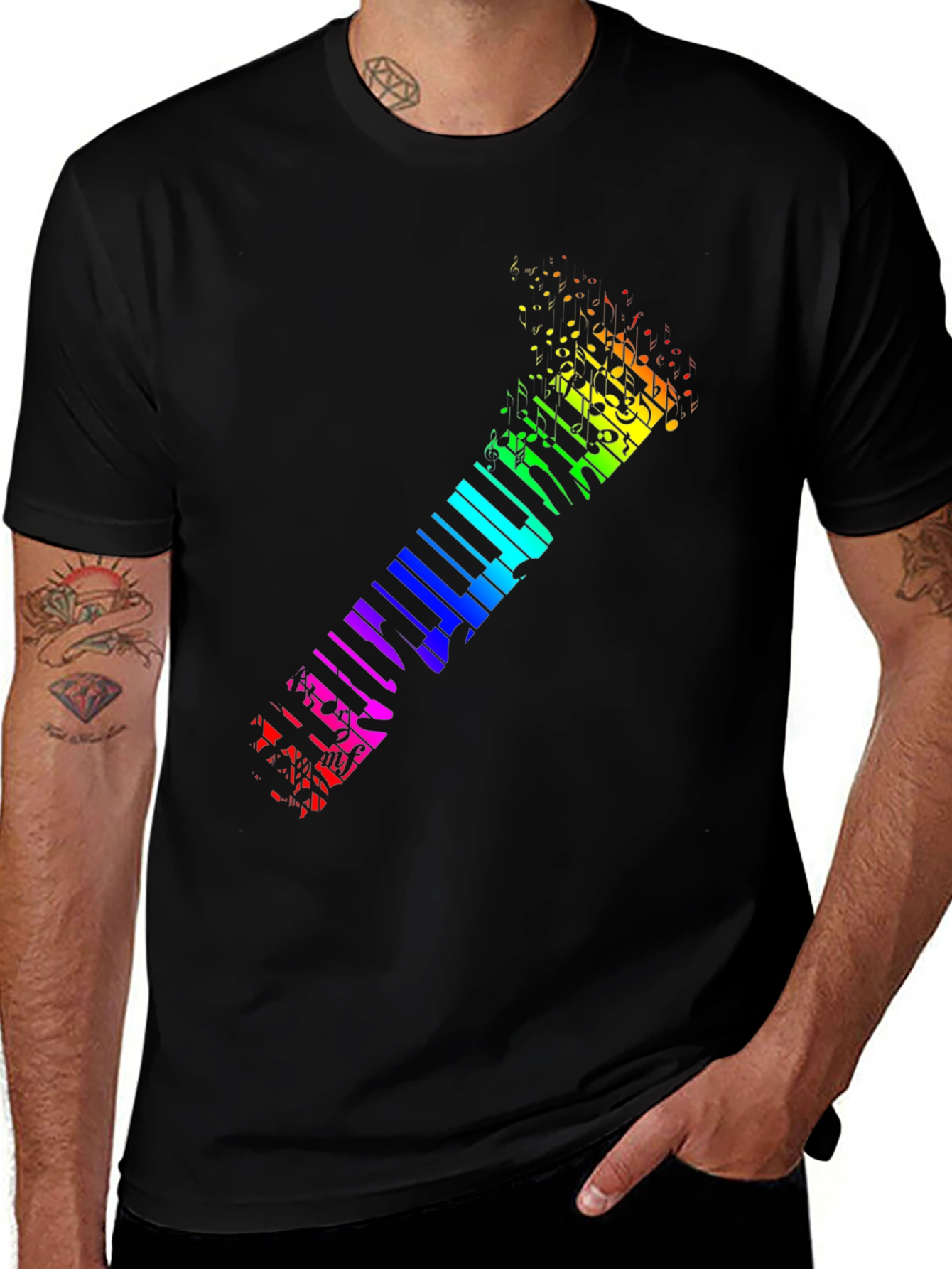 Variant 16 of Rainbow Piano Keys Music Notes T-Shirt