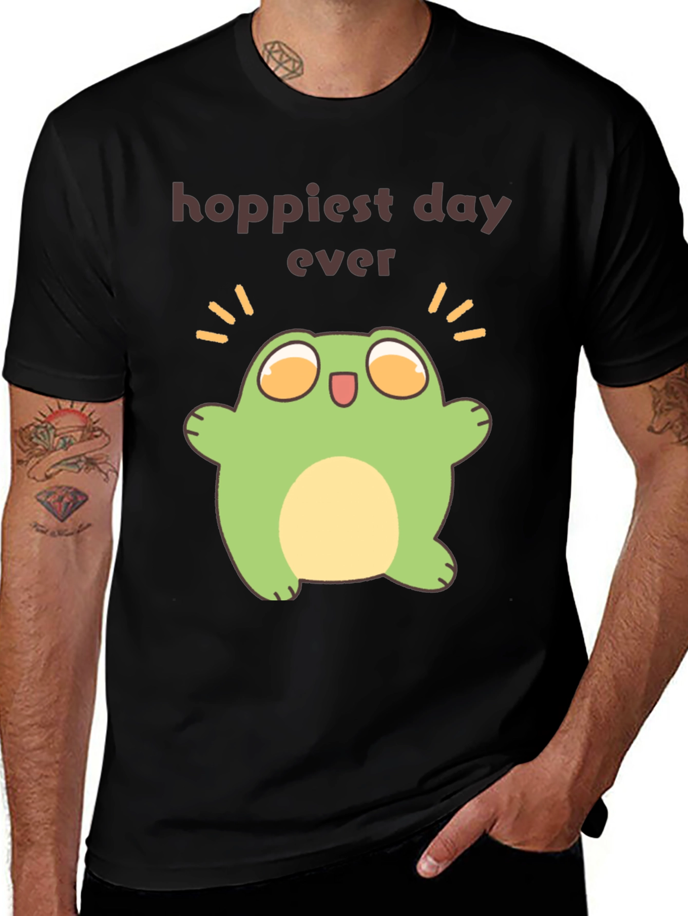 Variant 28 of Hoppiest Day Ever Frog T-Shirt - Black