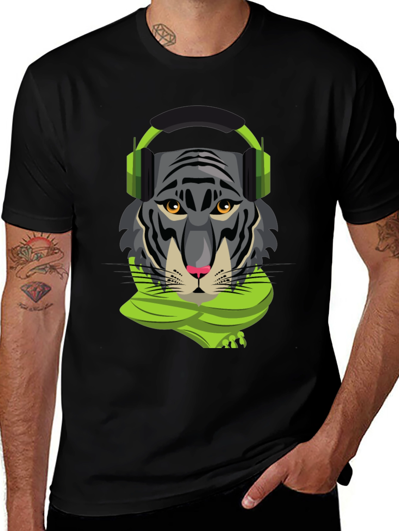Variant 2 of Tiger DJ Graphic Tee - Cool Animal Shirt