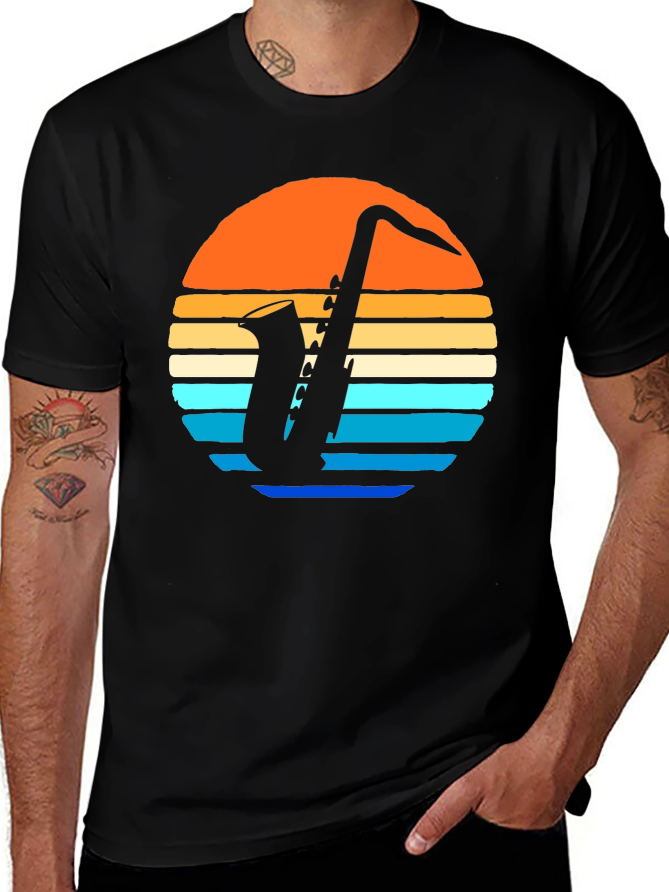 Variant 18 of Retro Saxophone Sunset Graphic Tee