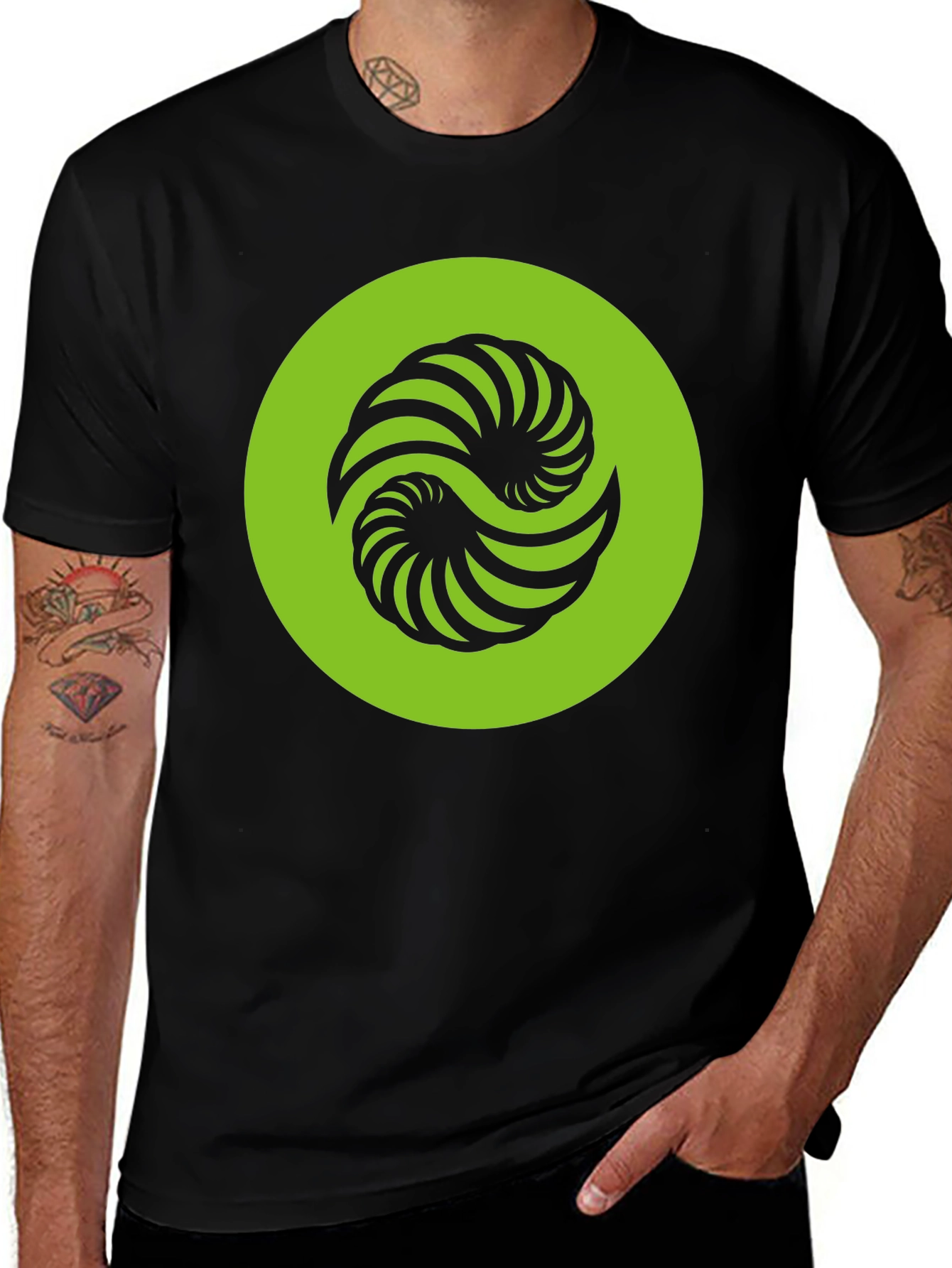 Variant 25 of Abstract Yin Yang Graphic Tee - Black