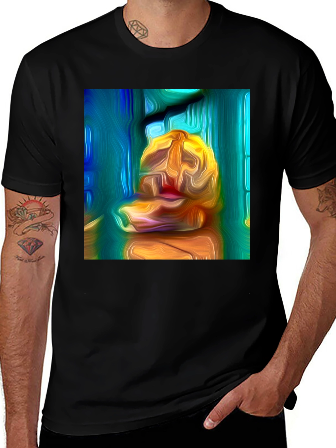 Variant 22 of Abstract Art Print Black T-Shirt