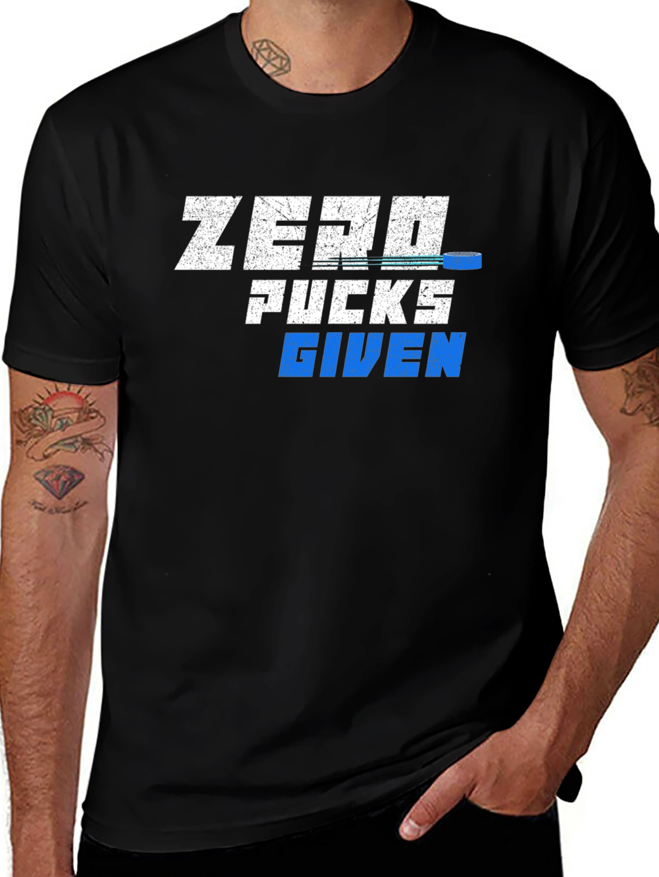 Variant 5 of Zero Pucks Given T-Shirt - Hockey Fan Tee