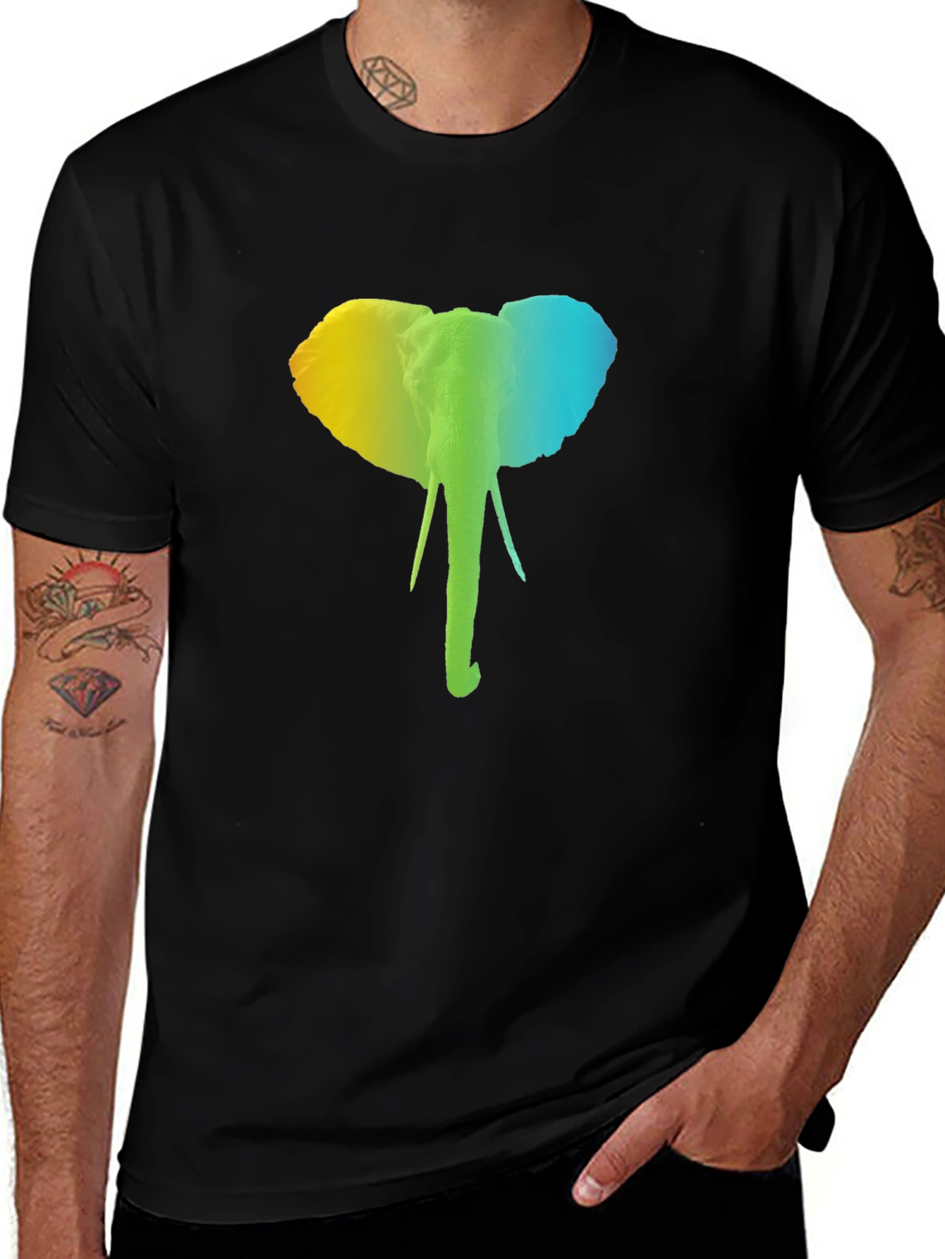 Variant 5 of Gradient Elephant Tee - Stylish Animal Graphic T-Shirt
