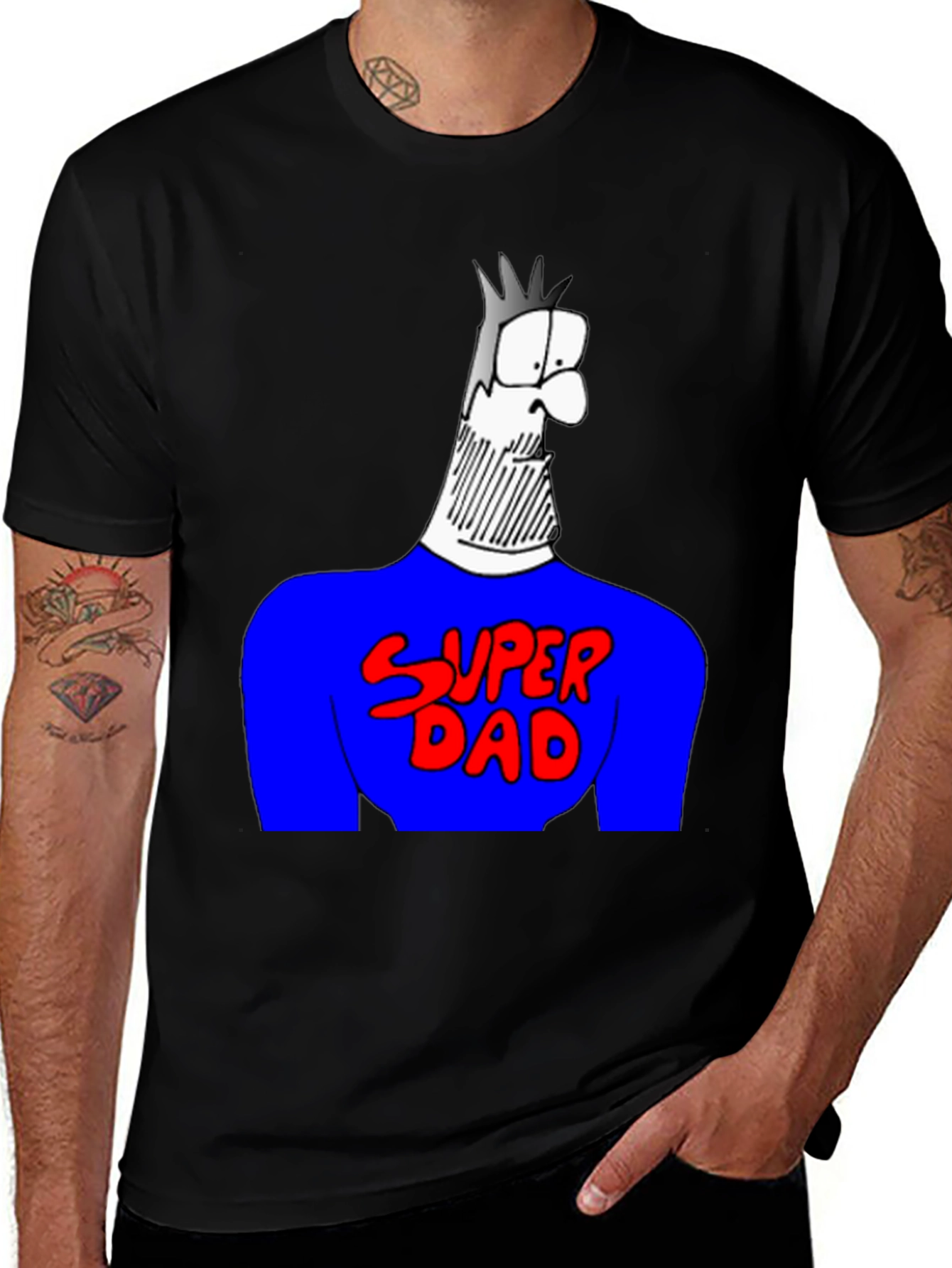 Super Dad Cartoon Graphic T-Shirt