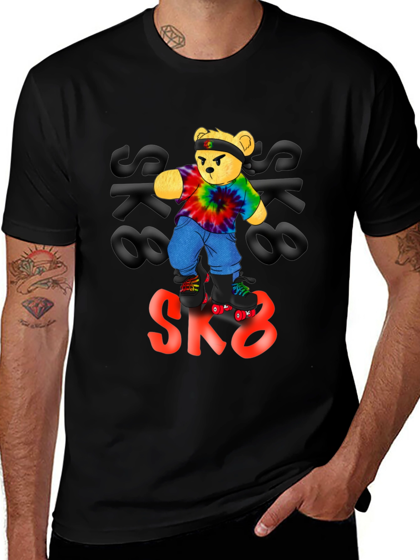 Cool Bear SK8 T-Shirt - Black Cotton Tee